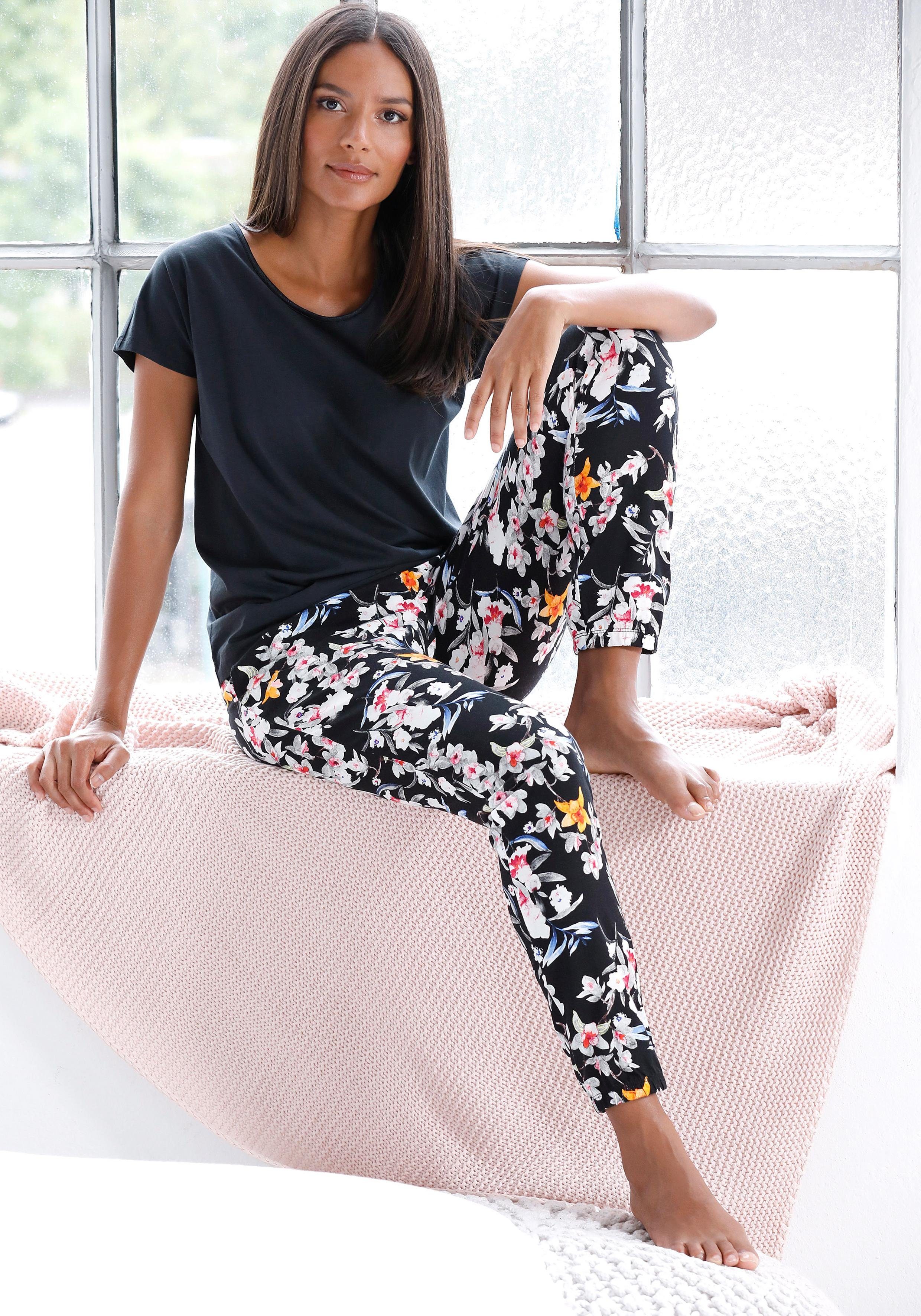 s.Oliver RED LABEL Beachwear Pyjama met bloemmotief (2-delig, 1 stuk)