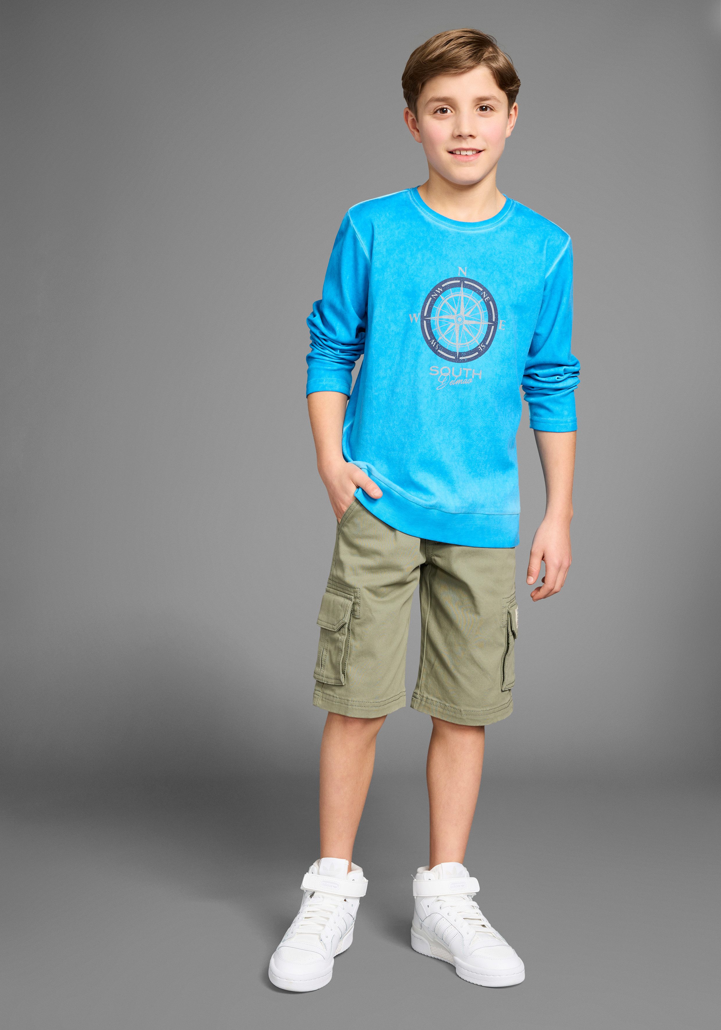 DELMAO Shirt met lange mouwen Modisch gewassen shirt