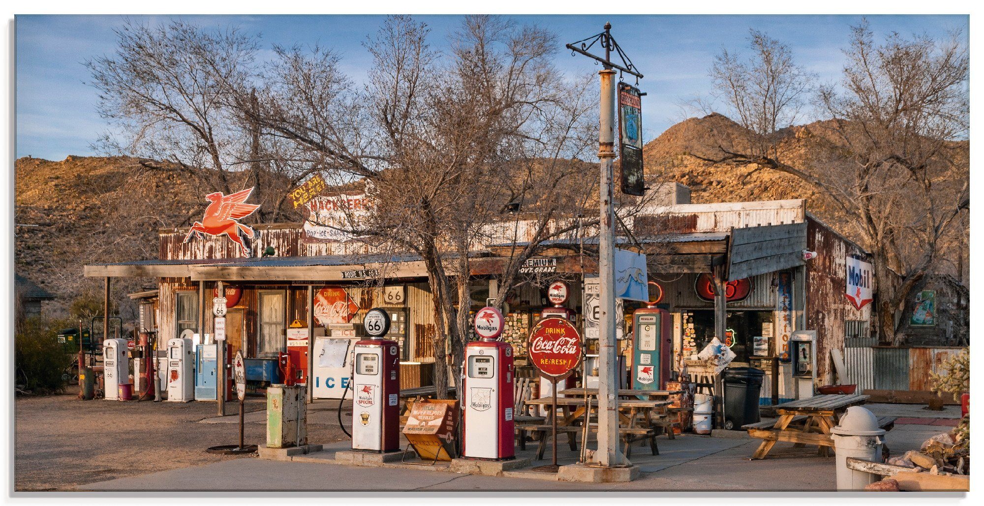 Artland Print op glas Tankstation aan de Route 66 in Arizona