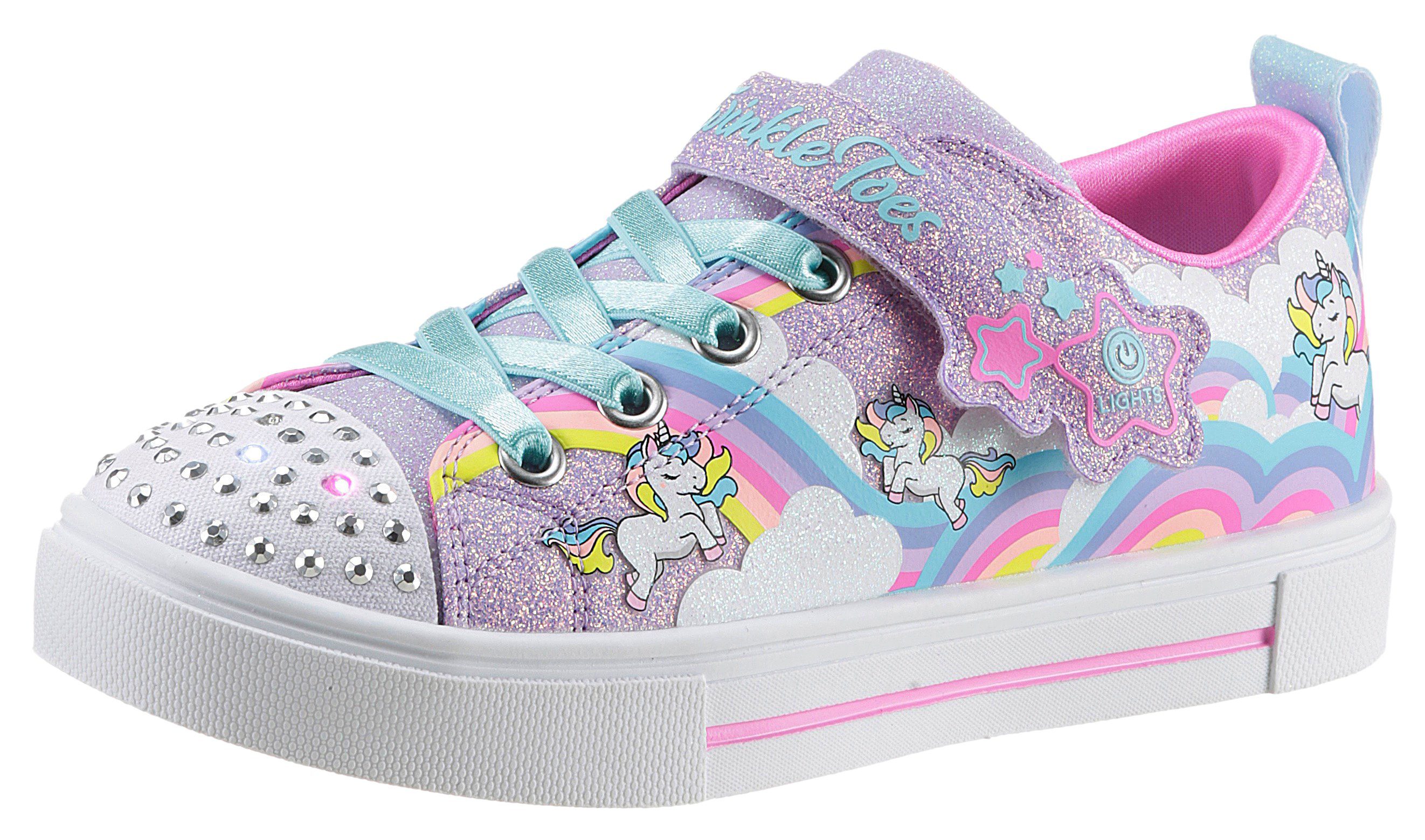 Skechers Kids Sneakers TWINKLE SPARKS - JUMPIN CLOUDS met glittersteentjes, vrijetijdsschoen, halfhoge schoen, veterschoen