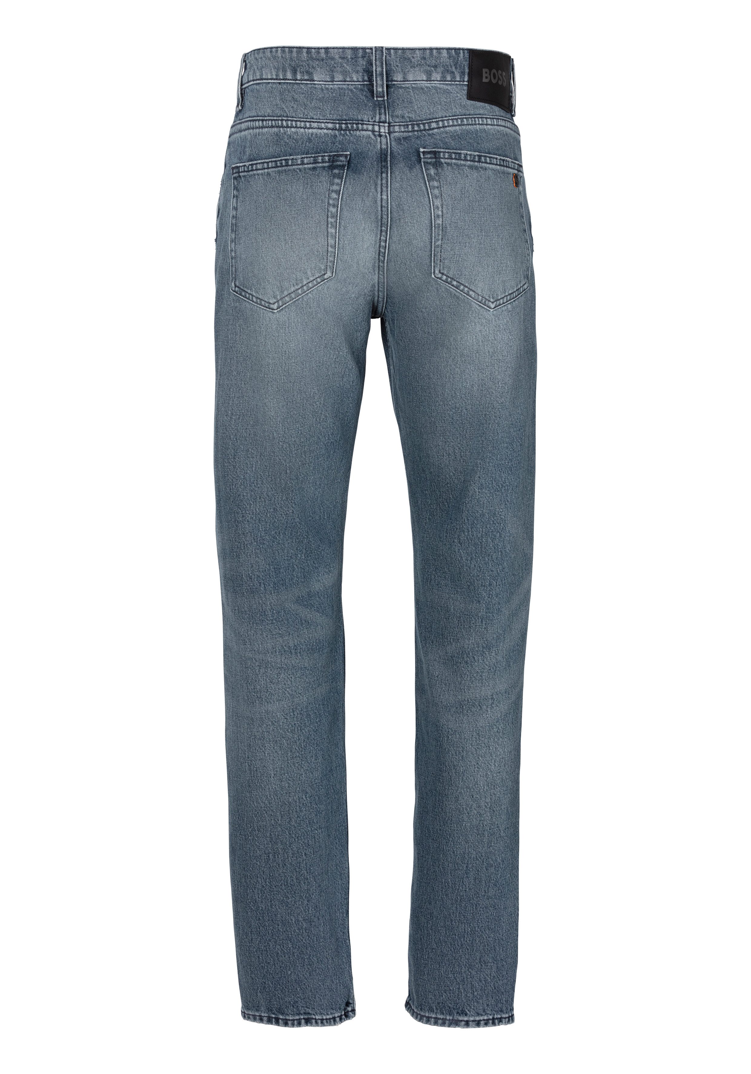 Boss Orange Straight jeans TROY BO-BF met lederen boss badge