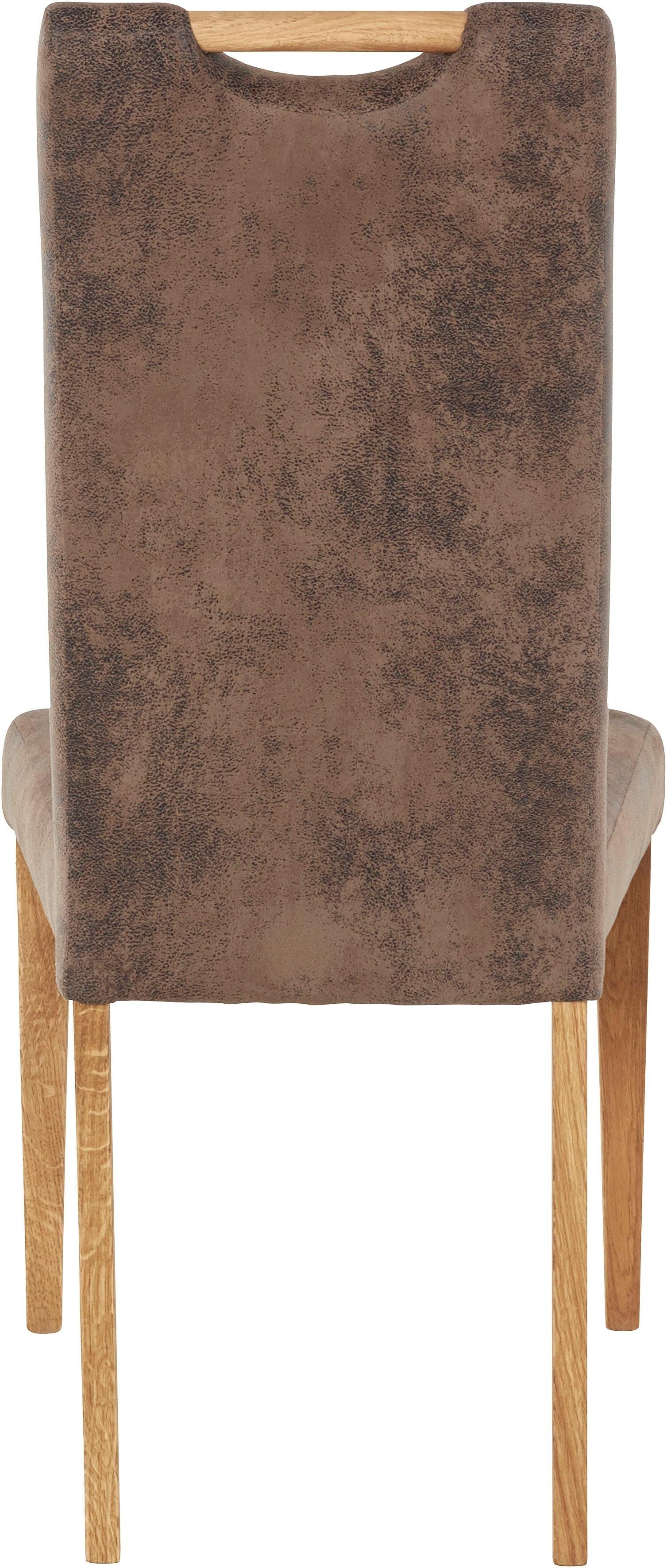 Home affaire Eetkamerstoel Roberta gestoffeerde stoel, massief eiken frame (set, 2 stuks)