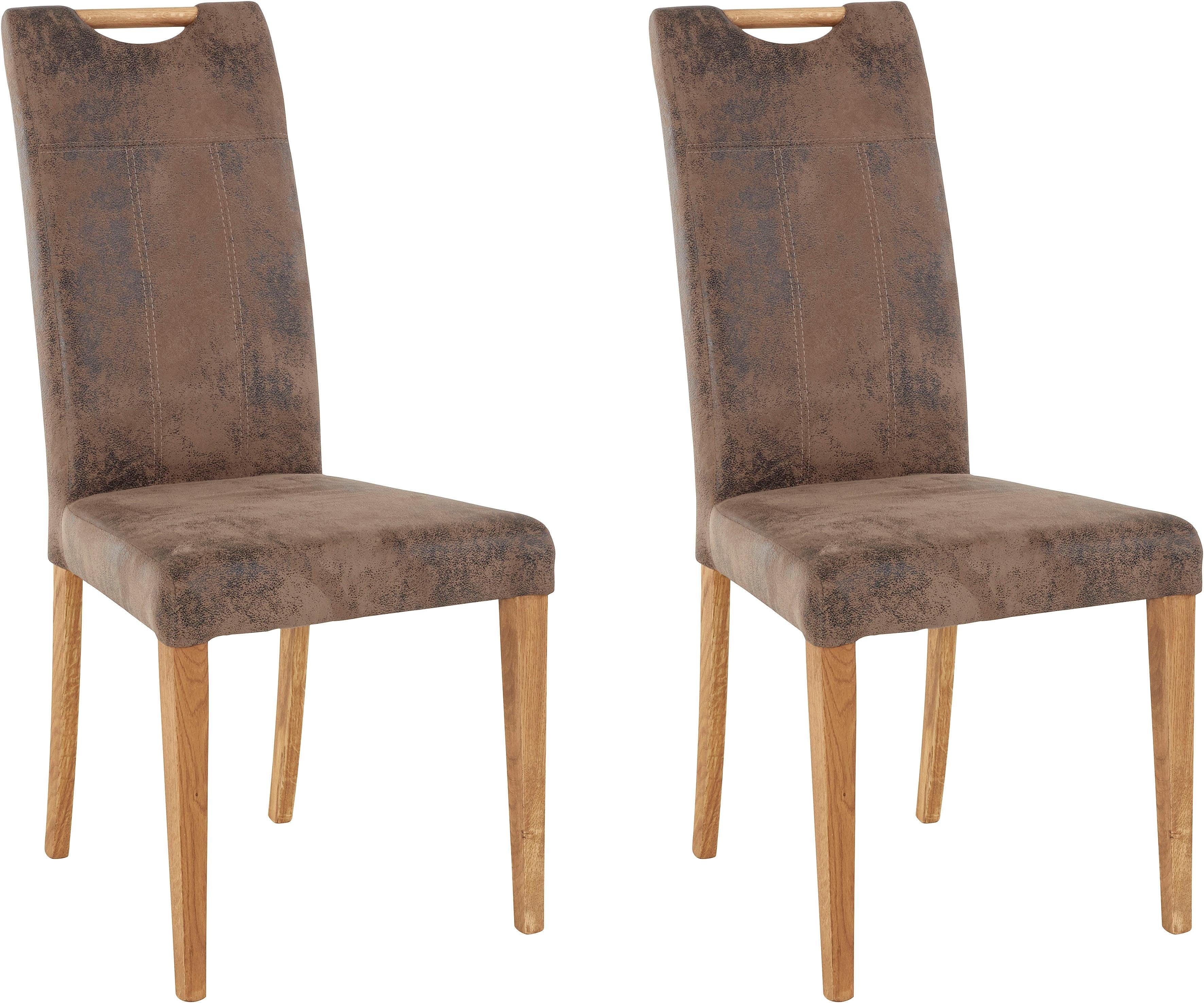Home affaire Eetkamerstoel Roberta gestoffeerde stoel, massief eiken frame (set, 2 stuks)