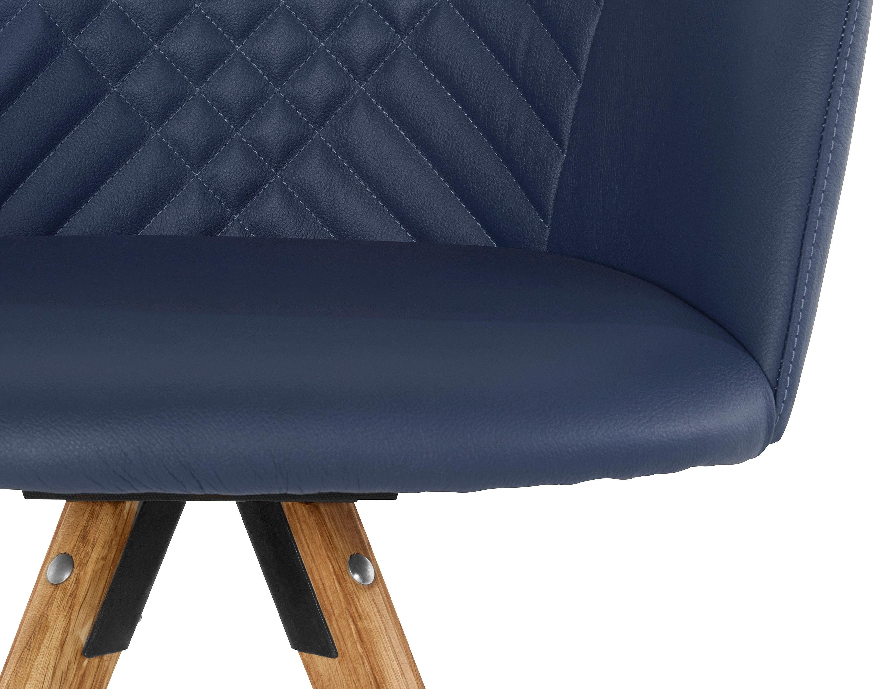 Home affaire Stoel met armleuningen LISABON met draaifunctie, bekleding van leer, frame van eiken massief hout geolied (set, 2 stuks)