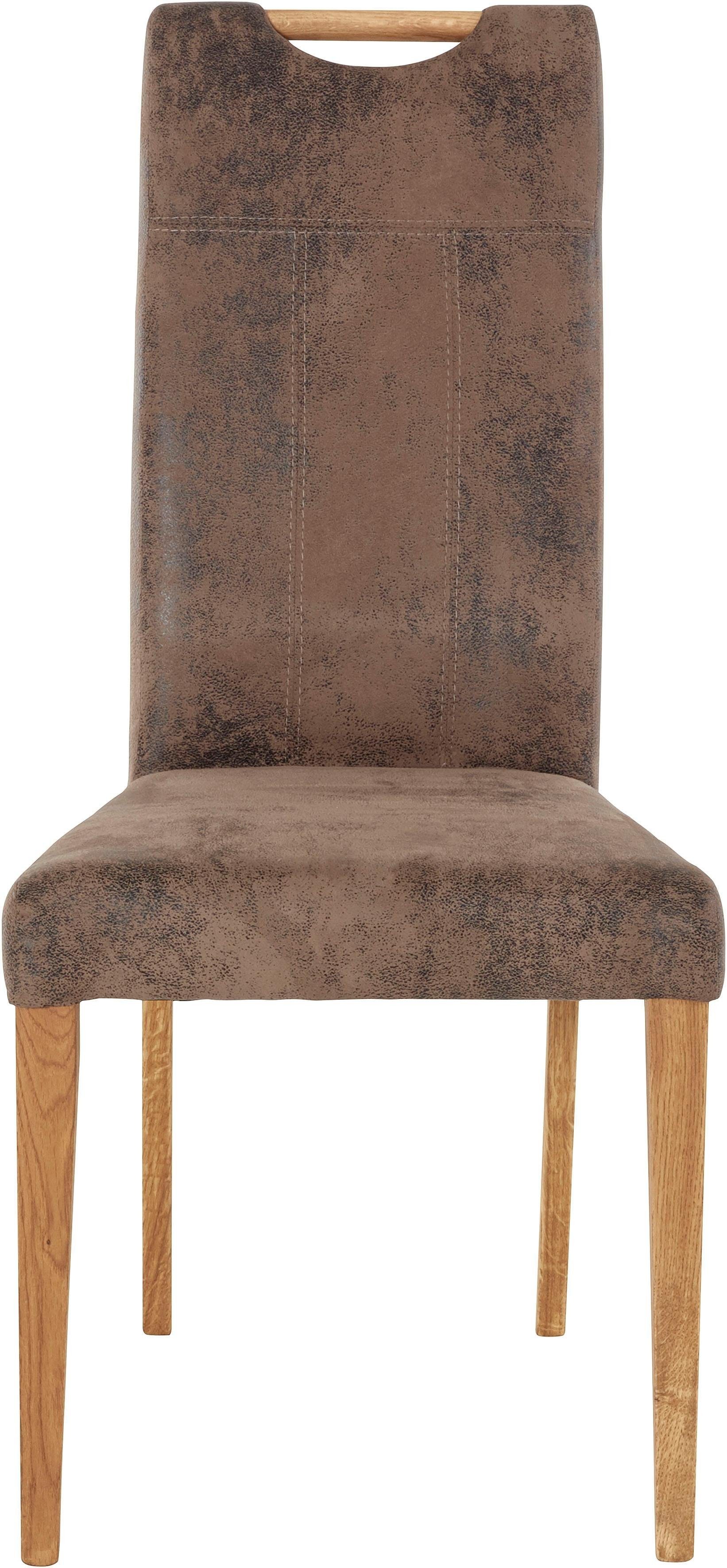 Home affaire Eetkamerstoel Roberta gestoffeerde stoel, massief eiken frame (set, 2 stuks)