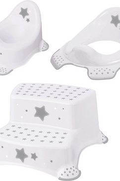keeeper potje stars, wit verzorgingsset voor kinderen - potje, toiletbril en trapkrukje, made in europe (set, 3-delig) wit