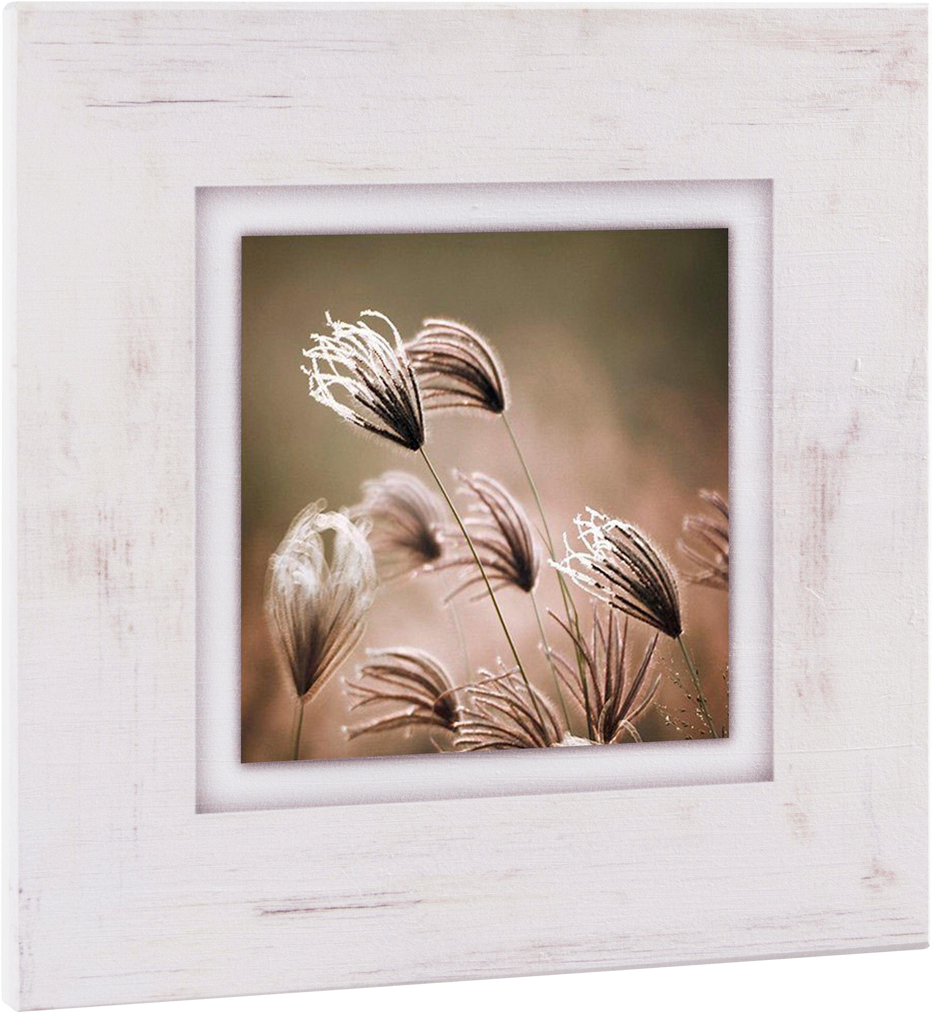 Home affaire Artprint op hout Grassen met bloemen 40/40 cm