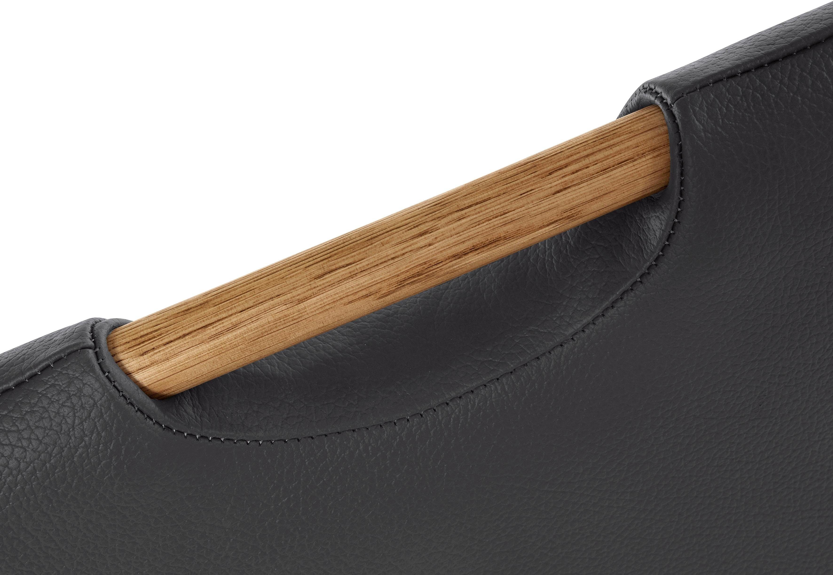 Home affaire Eetkamerstoel Roberta met bekleding van echt leer en frame van eiken massief hout (set, 2 stuks)