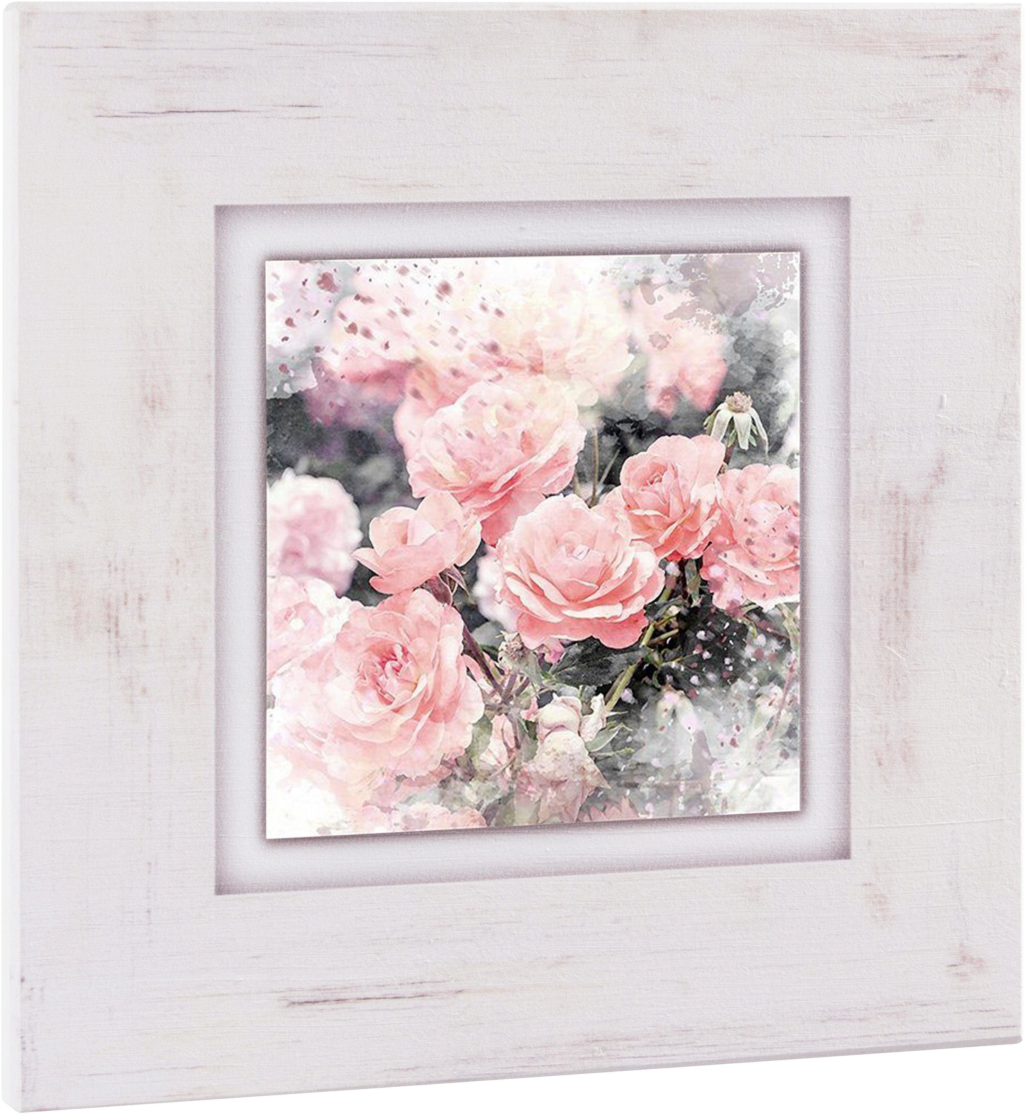 Home affaire Artprint op hout Wilde rozen 40/40 cm