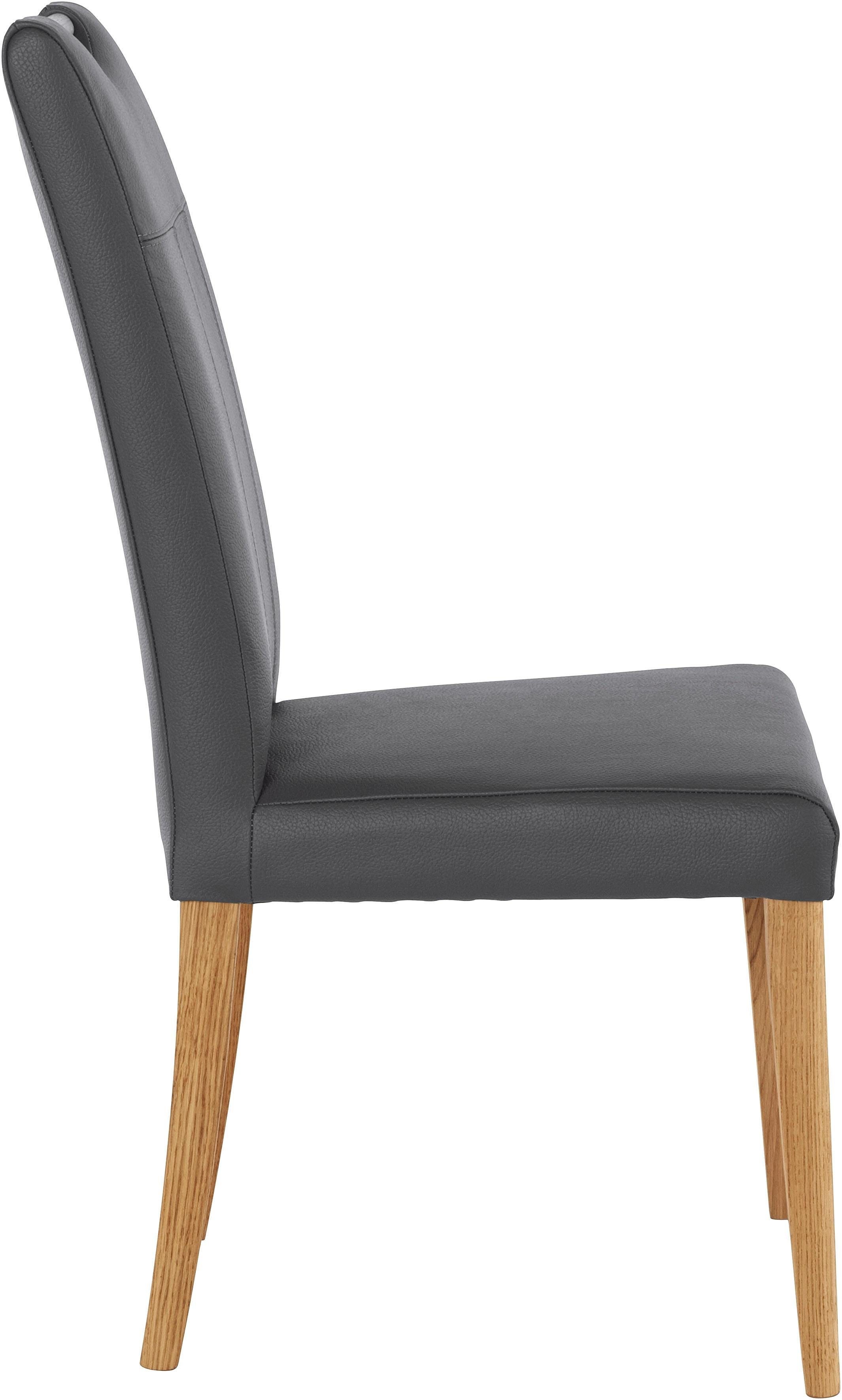 Home affaire Eetkamerstoel Roberta met bekleding van echt leer en frame van eiken massief hout (set, 2 stuks)