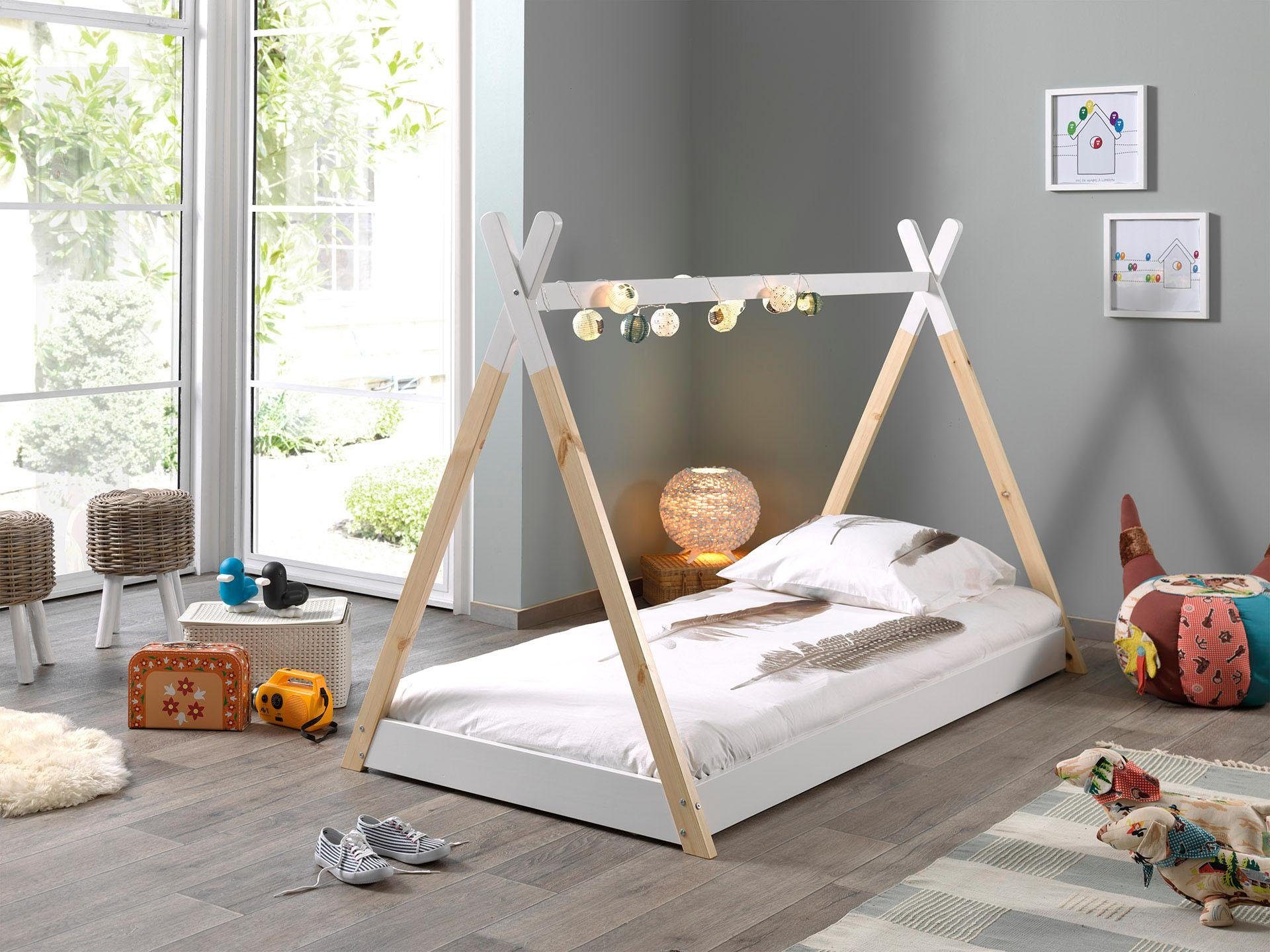 Vipack Kinderledikant Tipi met lattenbodem eenpersoonsbedden wit
