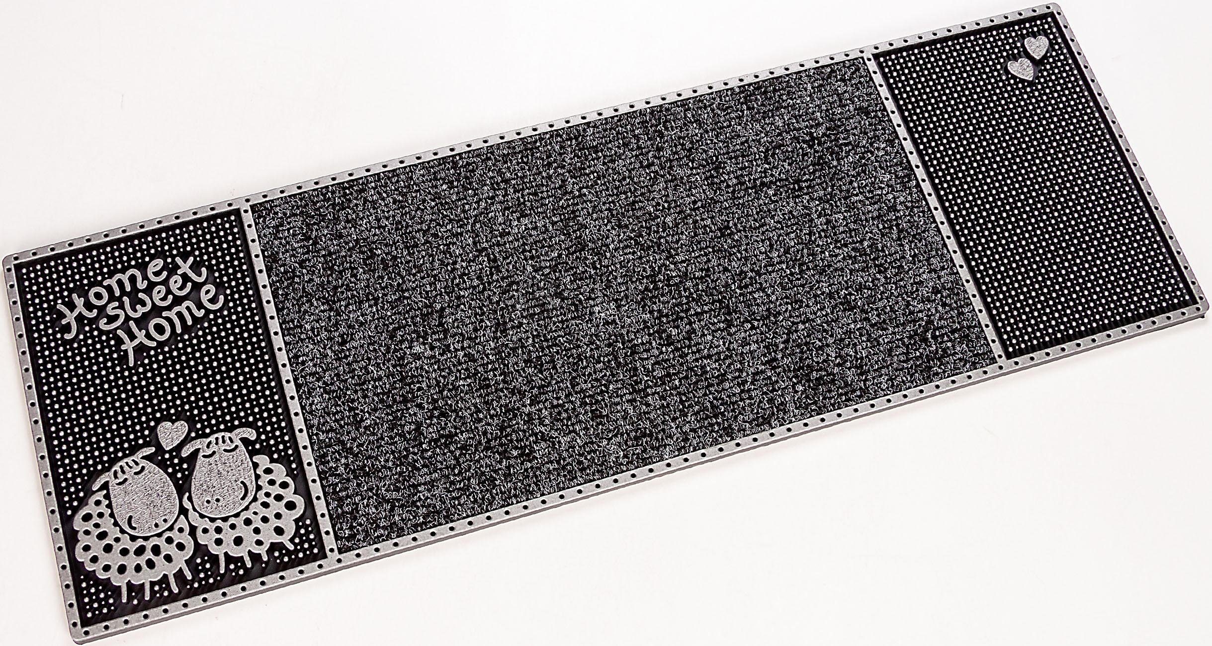 Home2Fashion Mat CC Clean Merino smalle vuilafstotende mat, met tekst, robuust, geschikt voor binnen en buiten deurmatten maat 25x75 cm grijs