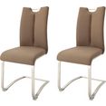 mca furniture vrijdragende stoel artos stoel overtrokken met echt leer, tot 140 kg belastbaar (set, 2 stuks) bruin