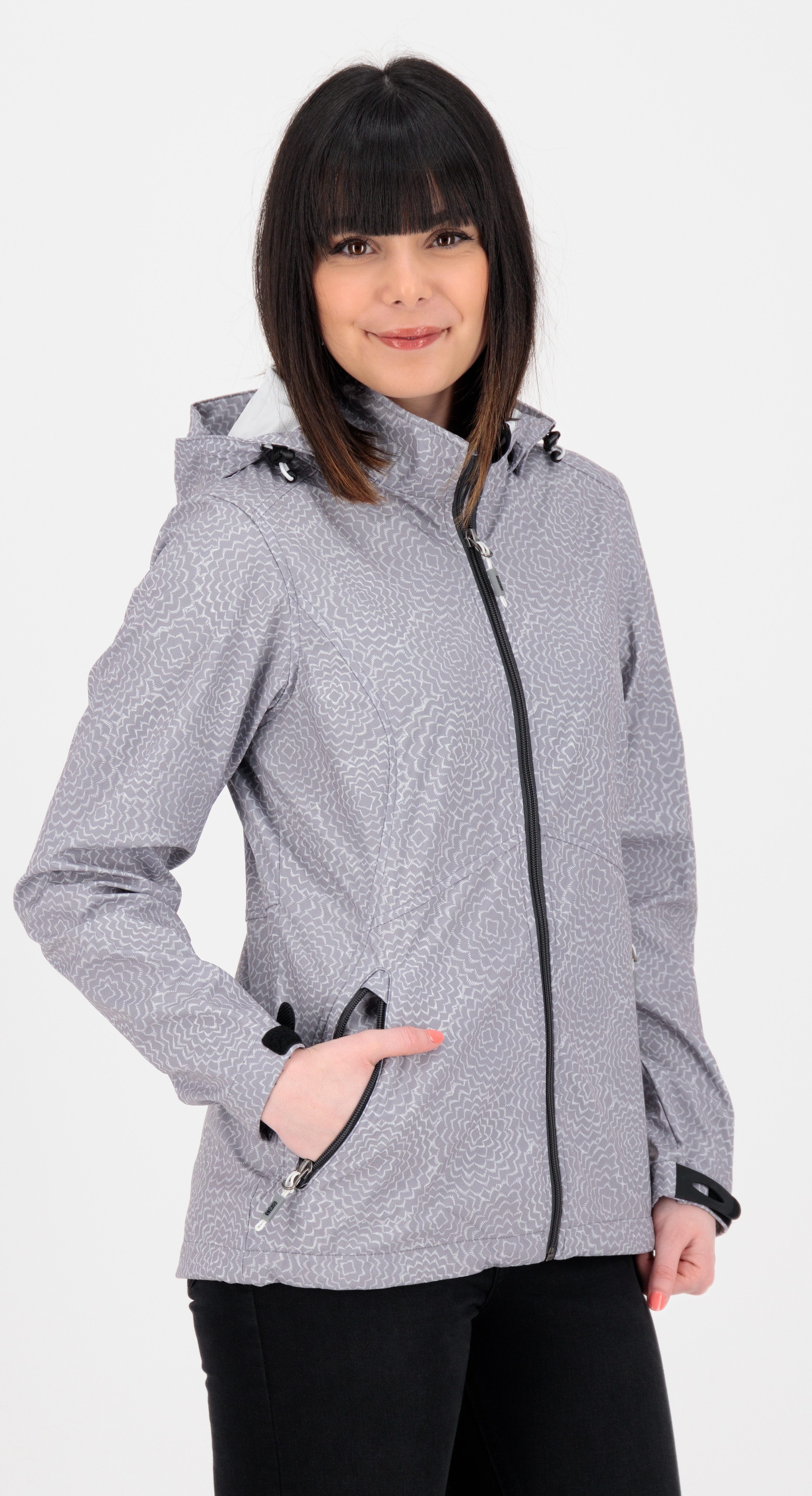 LPO Softshell-jack SHELBY PEAK II licht softshell-jack met all-over-print en afneembare capuchon
