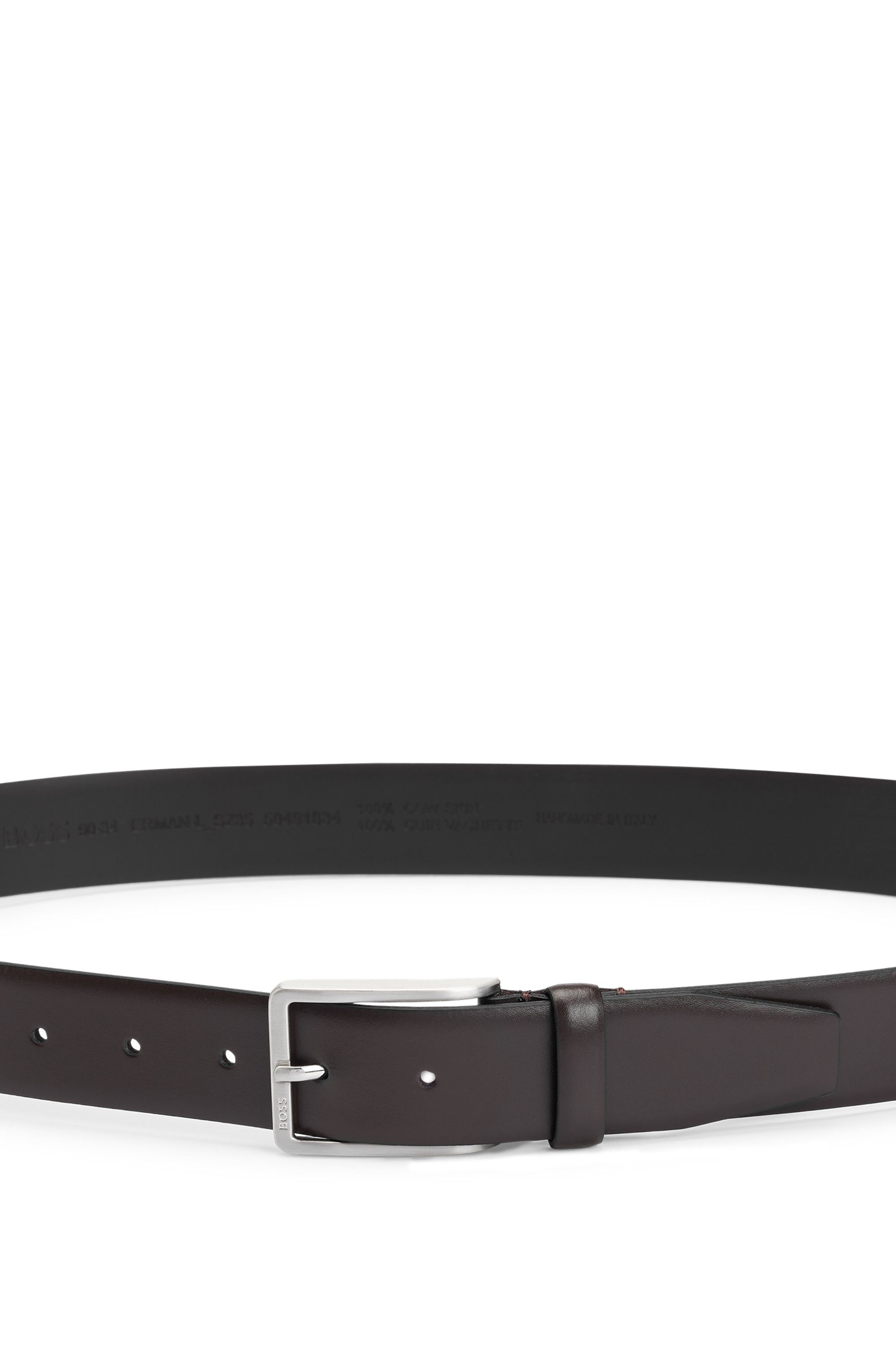 Boss Leren riem Erman-L_Sz35 met subtiele boss-reliëf op de sluiting