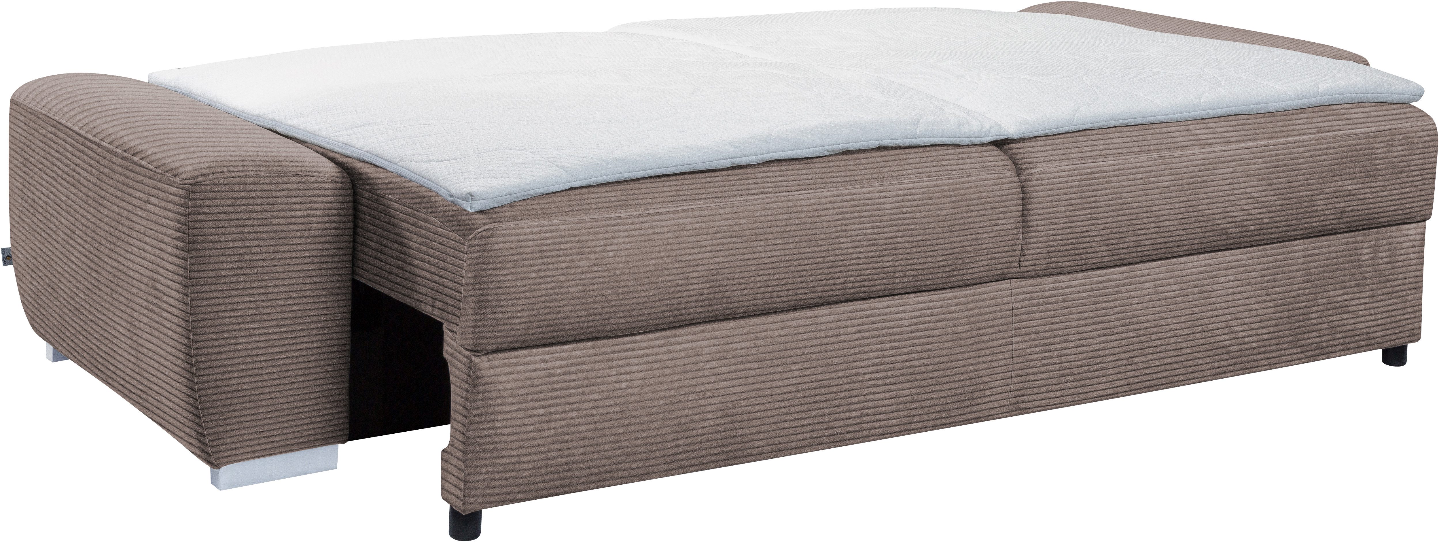 exxpo - sofa fashion 2-zitsbank SOLSBURY, bank, slaapbank incl. pocketvering-bekleding, bedfunctie en opbergruimte, in cord