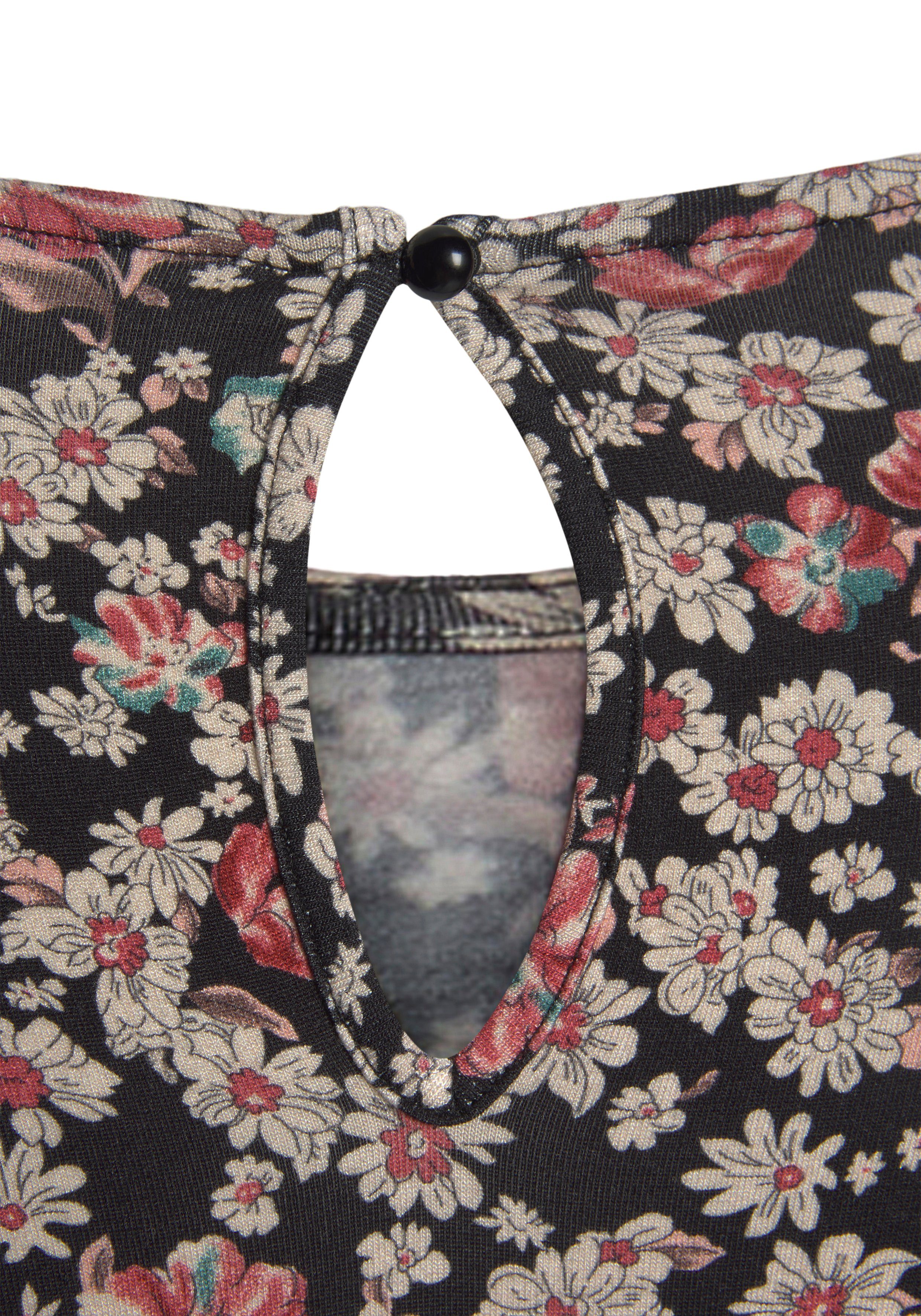 Lascana Jerseyjurk met bloemenprint en lange mouwen, mini jurk, zomerjurk