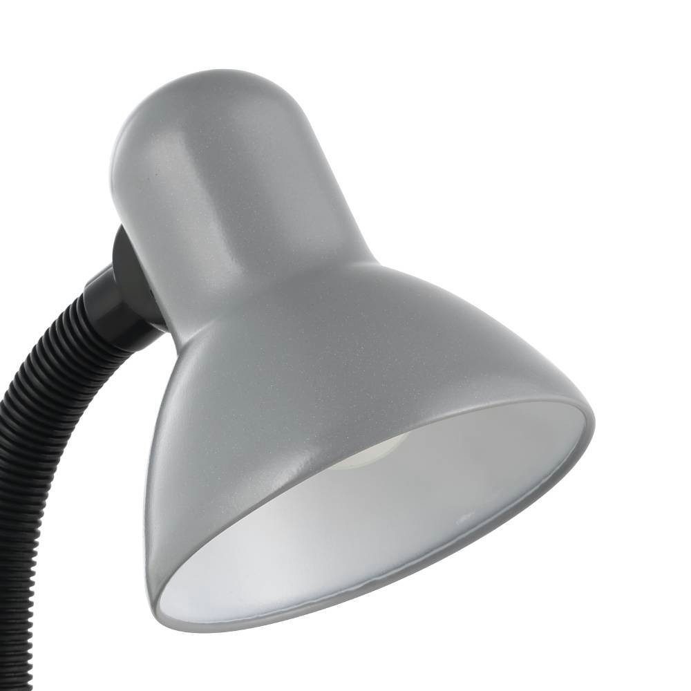 EGLO Tafellamp Basic zilverkleur / ø12,5 x h30 cm / excl. 1x e27 (elk max. 40 w) / tuimelschakelaar