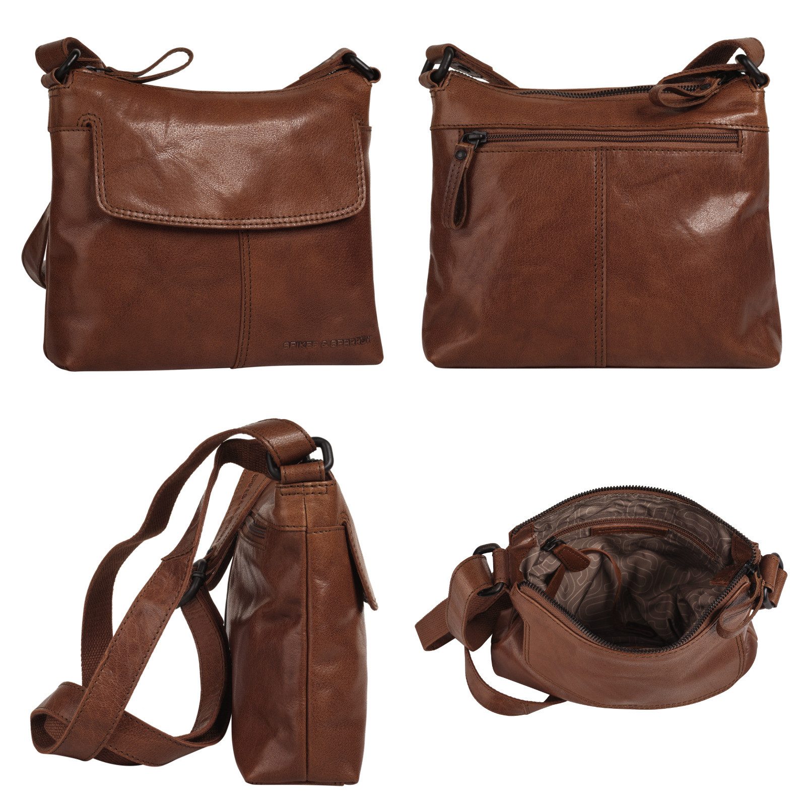 Spikes & Sparrow Schoudertas echt leder