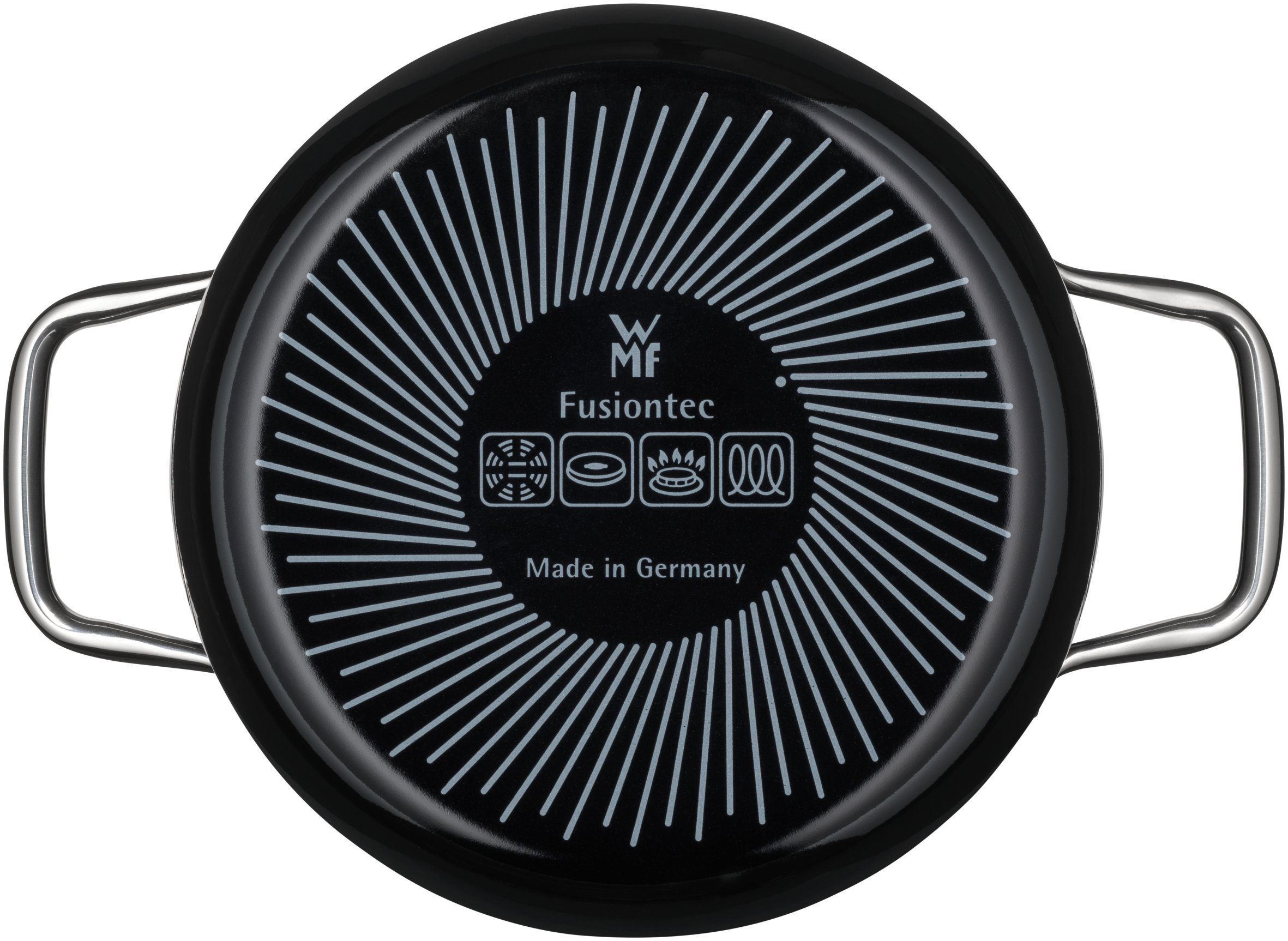 WMF Pannenset Fusiontec Essential, inductie 3-delig, kookpan set met glazen deksel High-tech keramiek, krasbestendig, zonder schaalverdeling, Made in Germany (set, 3-delig)