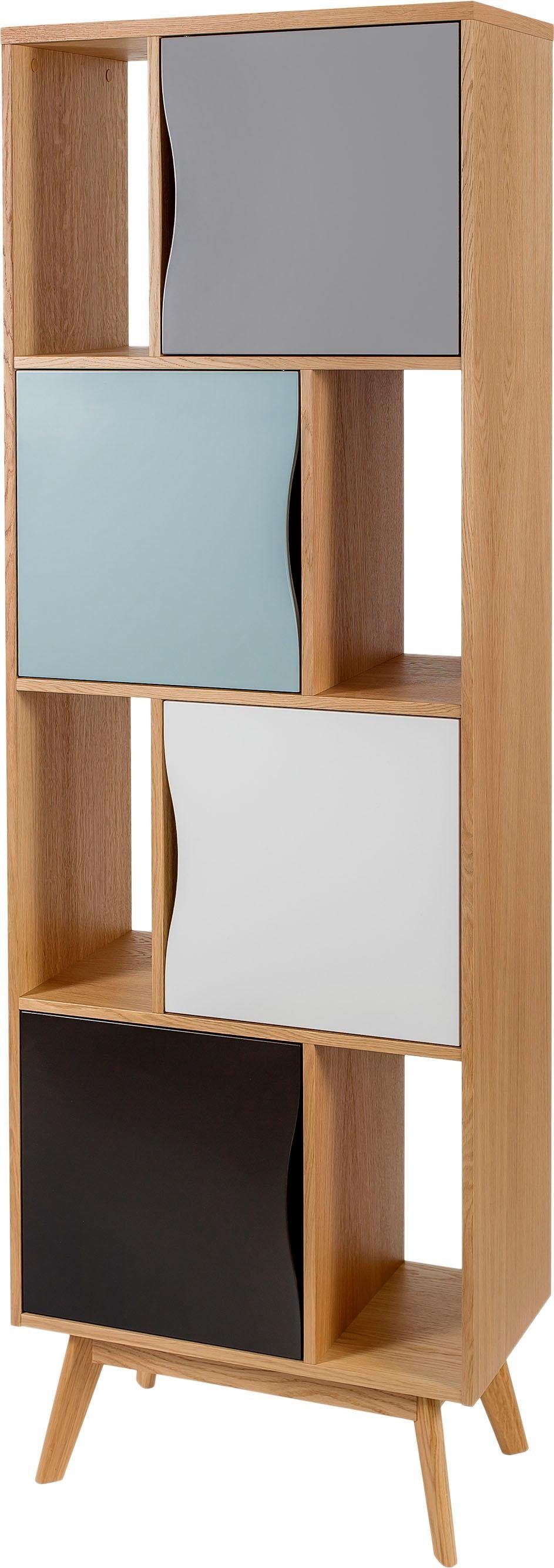 Woodman Boekenkast Avon Hoogte 191 cm, houtfineer van eiken, eenvoudig Scandinavisch design