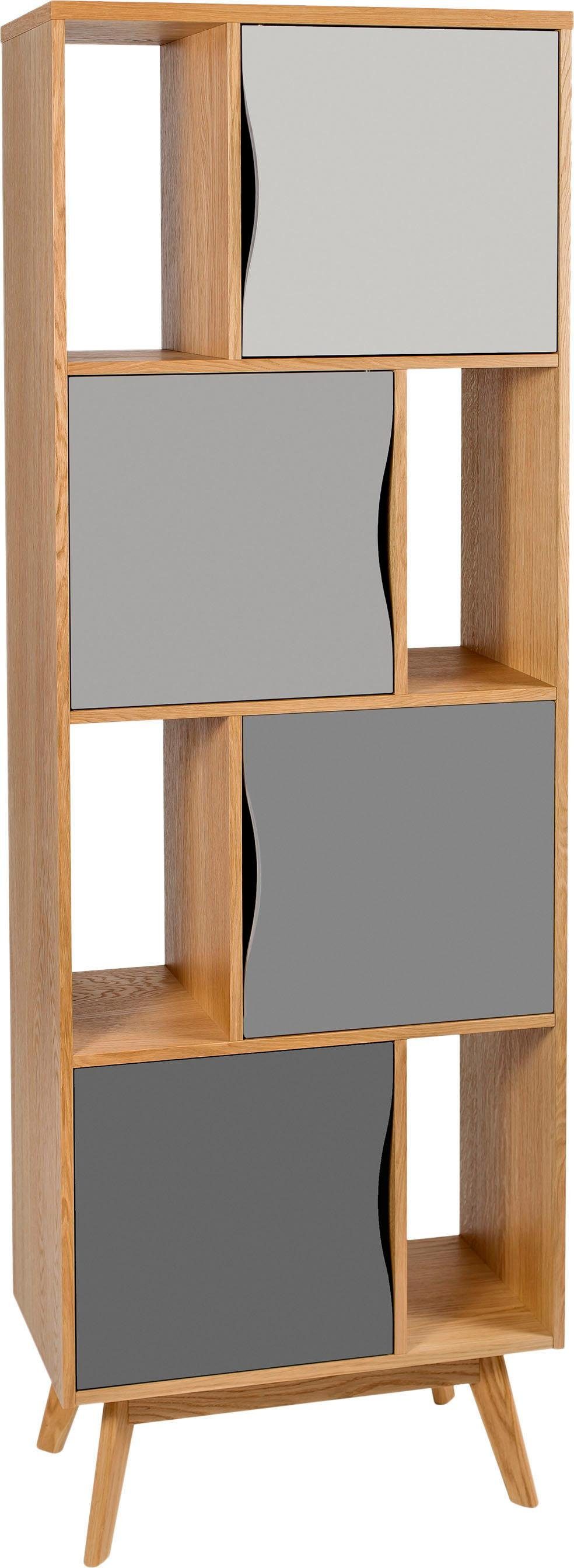Woodman Boekenkast Avon Hoogte 191 cm, houtfineer van eiken, eenvoudig Scandinavisch design