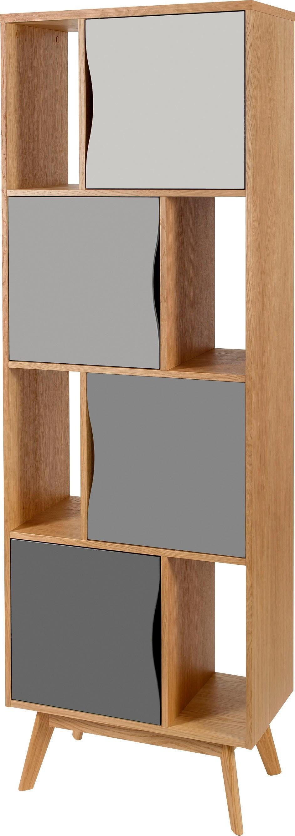 Woodman Boekenkast Avon Hoogte 191 cm, houtfineer van eiken, eenvoudig Scandinavisch design