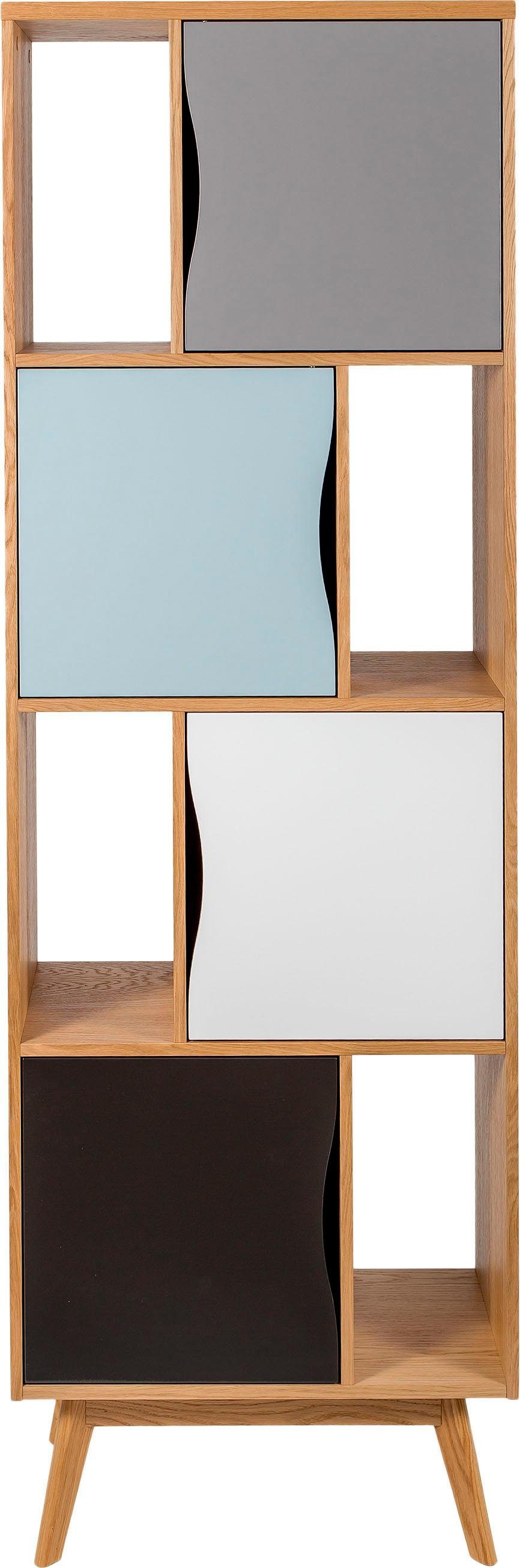 Woodman Boekenkast Avon Hoogte 191 cm, houtfineer van eiken, eenvoudig Scandinavisch design boekenkasten bruin
