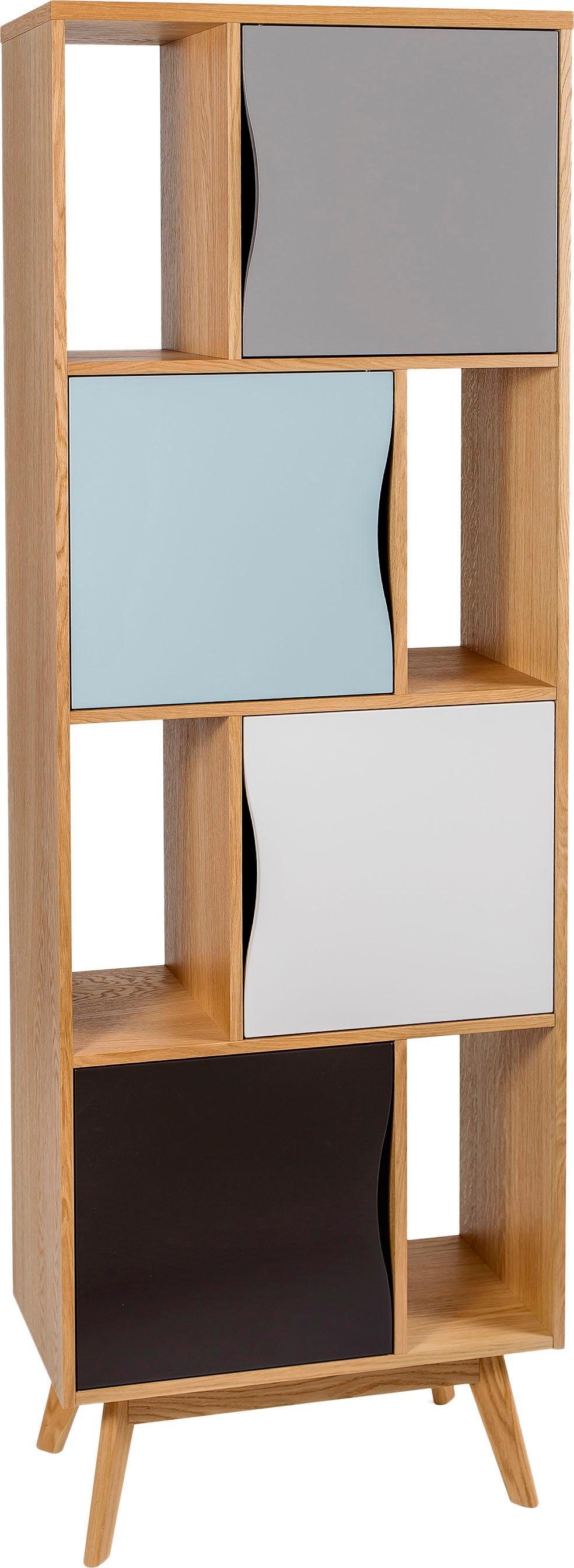 Woodman Boekenkast Avon Hoogte 191 cm, houtfineer van eiken, eenvoudig Scandinavisch design