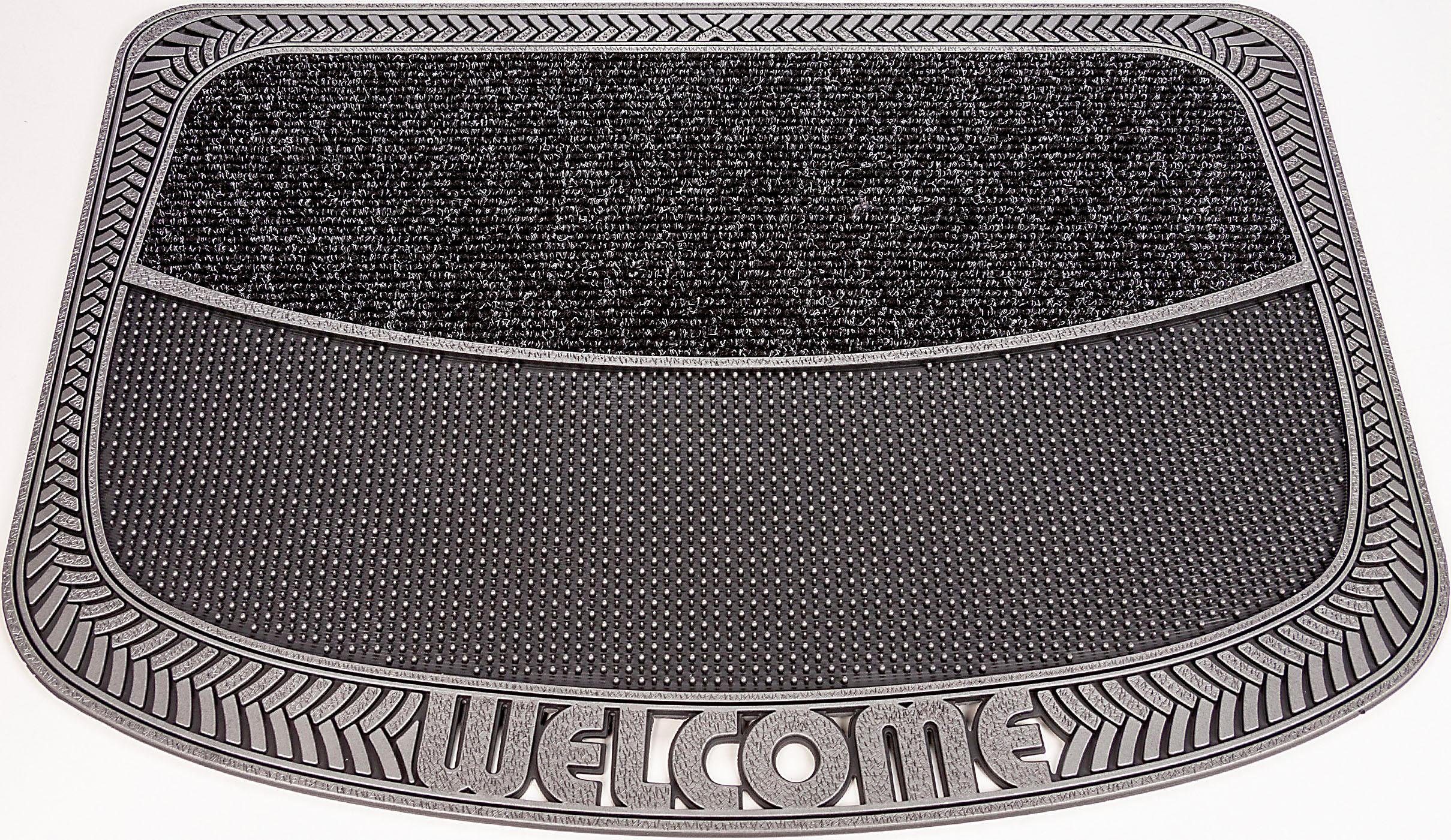 Home2Fashion Mat TC Clean Weaves, Welcome Vuilafstotende mat, met tekst, robuust, geschikt voor binnen en buiten deurmatten maat 56x75 cm grijs
