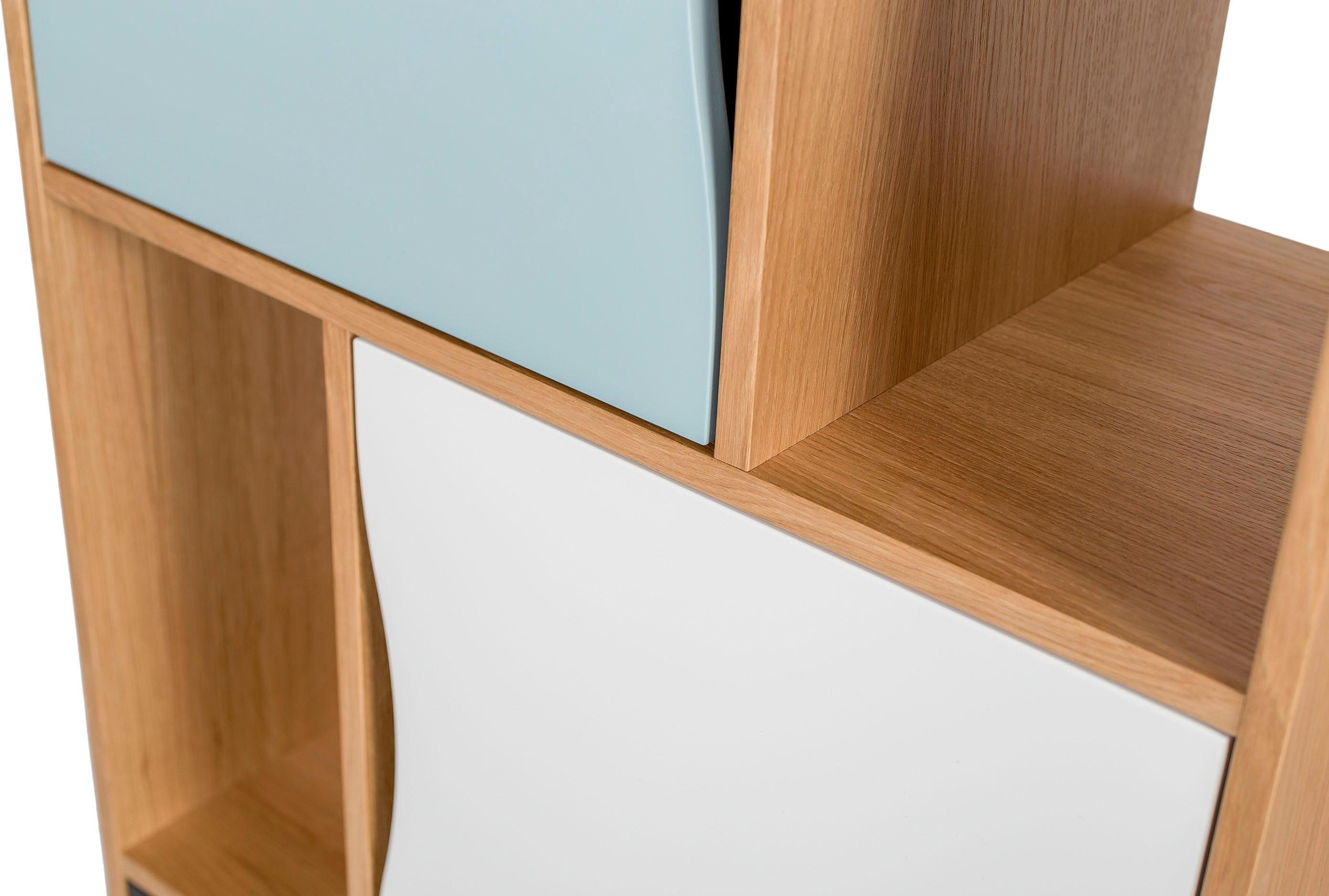 Woodman Boekenkast Avon Hoogte 191 cm, houtfineer van eiken, eenvoudig Scandinavisch design