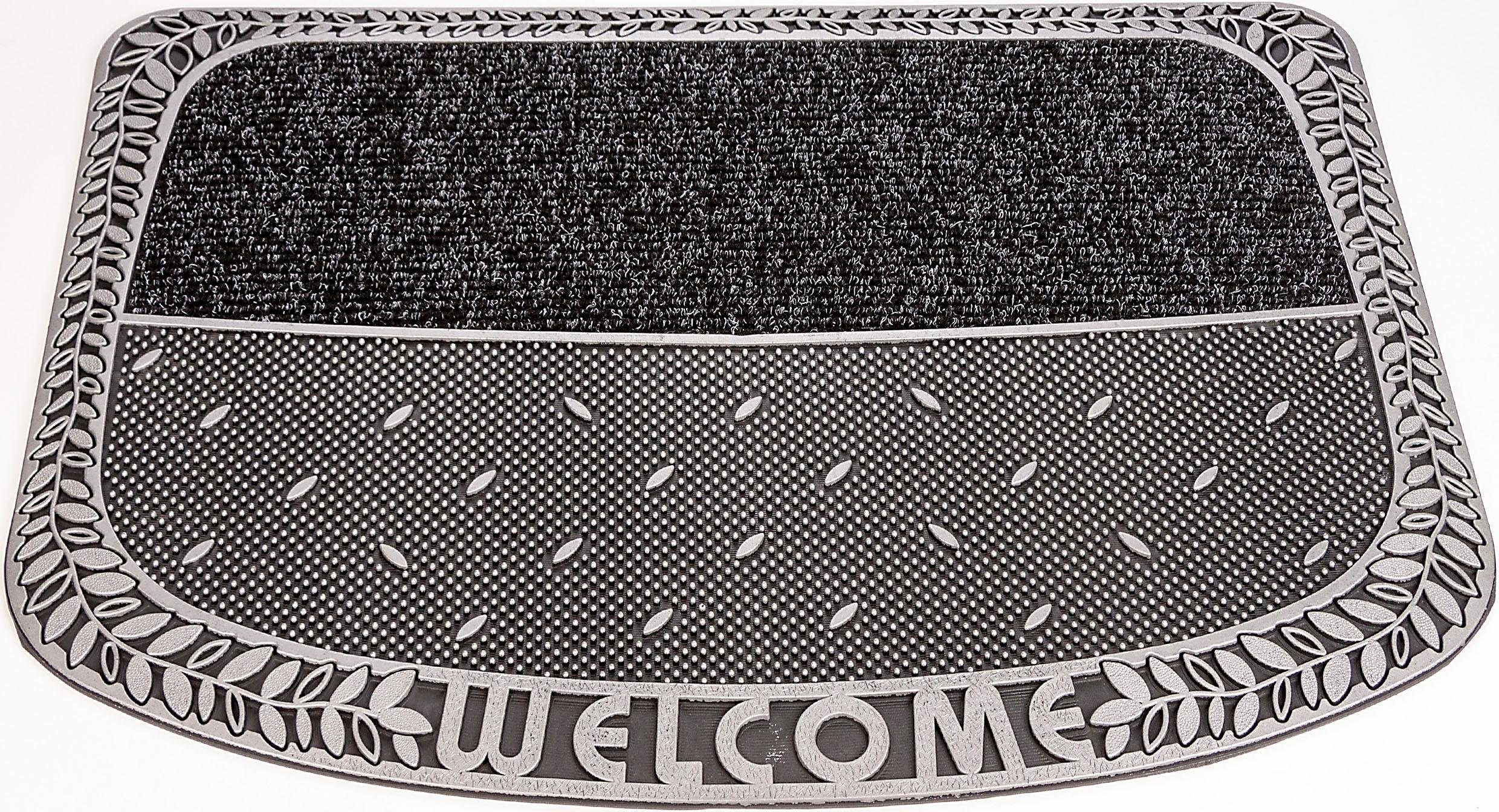 Home2Fashion Mat TC Clean Tendri, Welcome Vuilafstotende mat, met tekst, robuust, geschikt voor binnen en buiten deurmatten maat 56x75 cm grijs