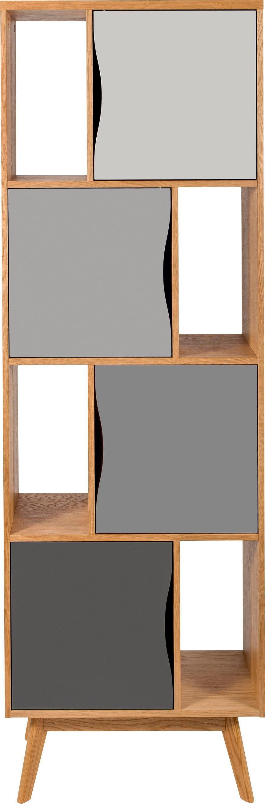 Woodman Boekenkast Avon Hoogte 191 cm, houtfineer van eiken, eenvoudig Scandinavisch design boekenkasten bruin