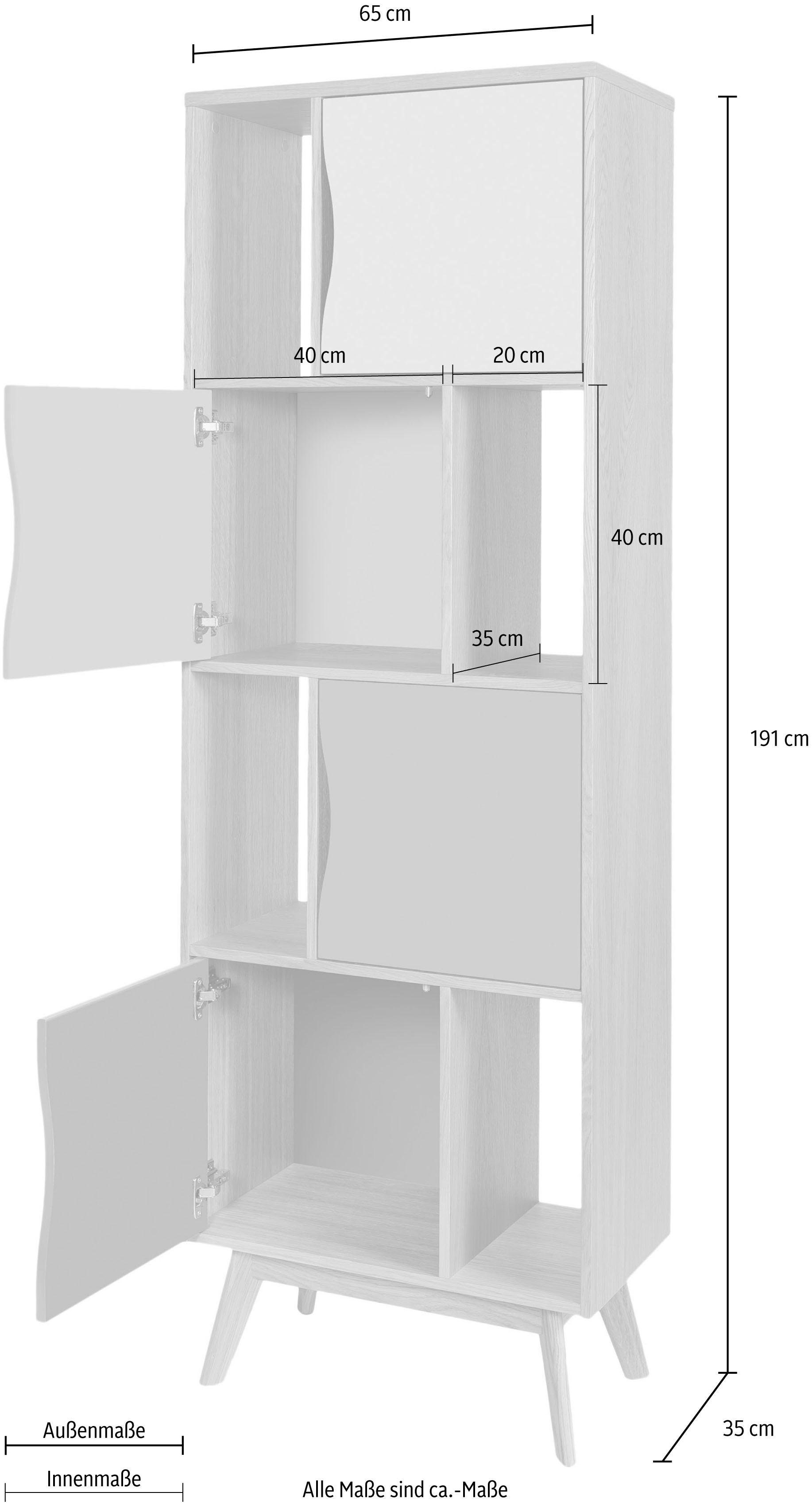 Woodman Boekenkast Avon Hoogte 191 cm, houtfineer van eiken, eenvoudig Scandinavisch design