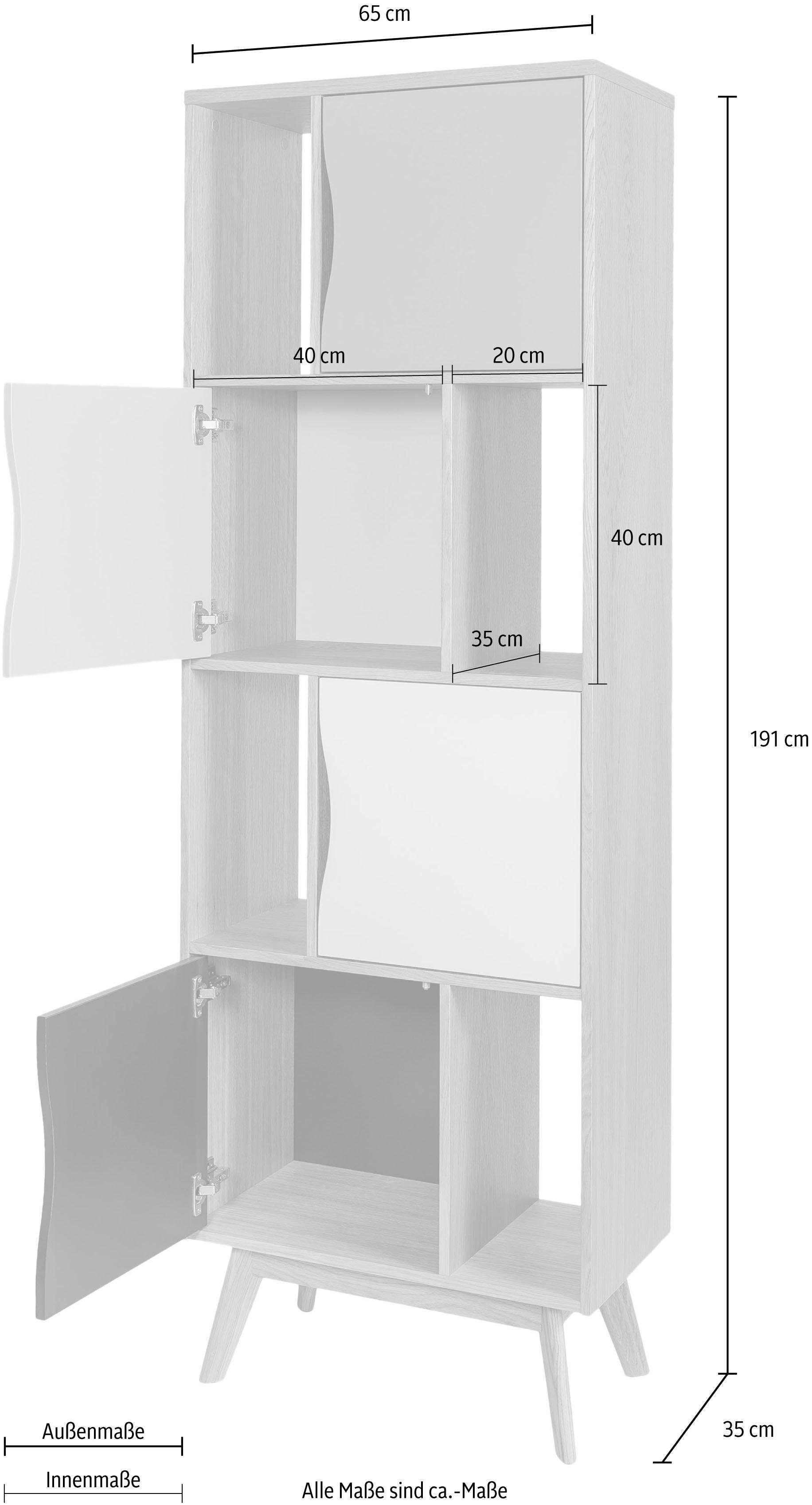 Woodman Boekenkast Avon Hoogte 191 cm, houtfineer van eiken, eenvoudig Scandinavisch design