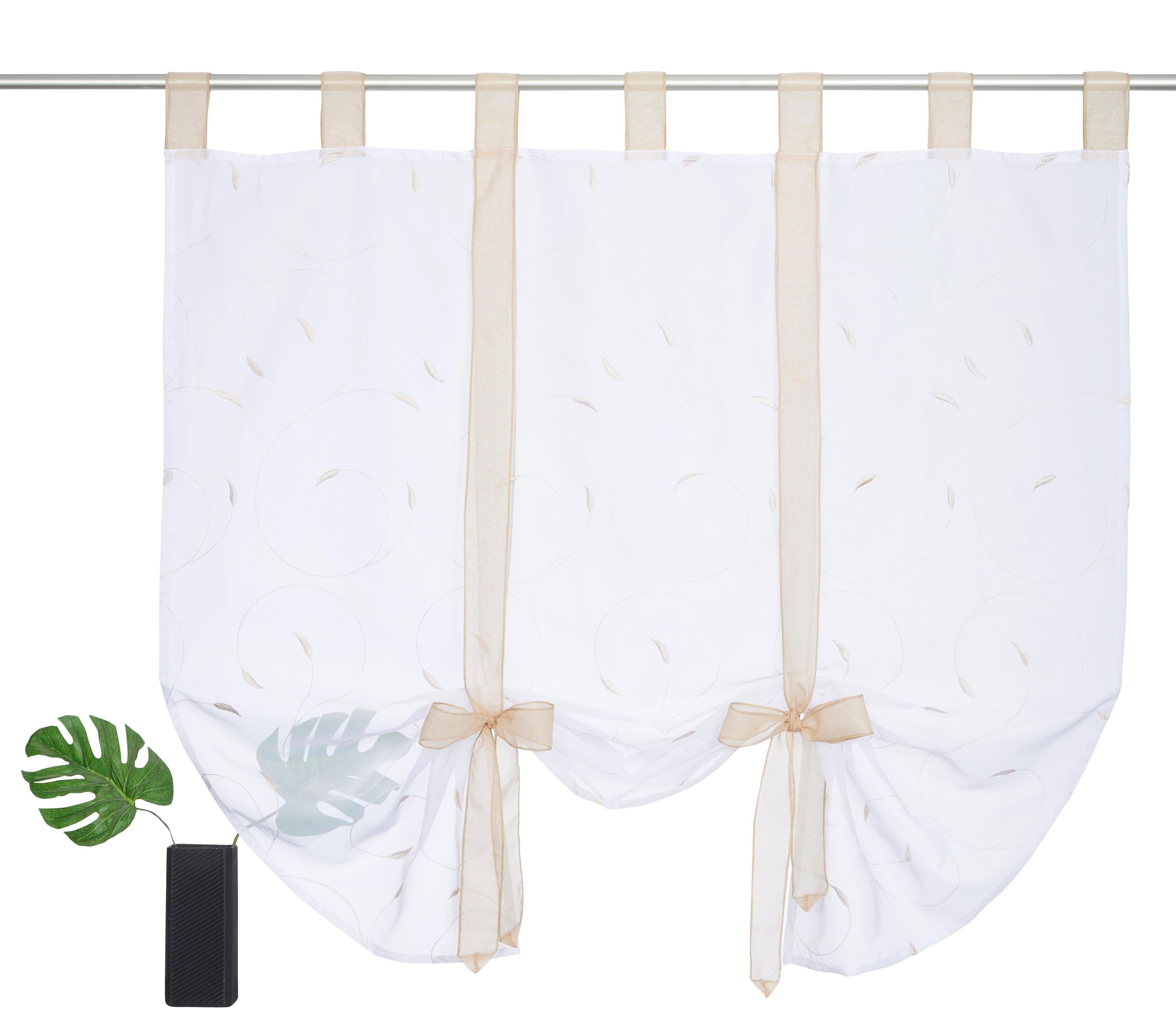 my home Romeins rolgordijn Clara transparant, polyester, lussen, borduursel (1 stuk)