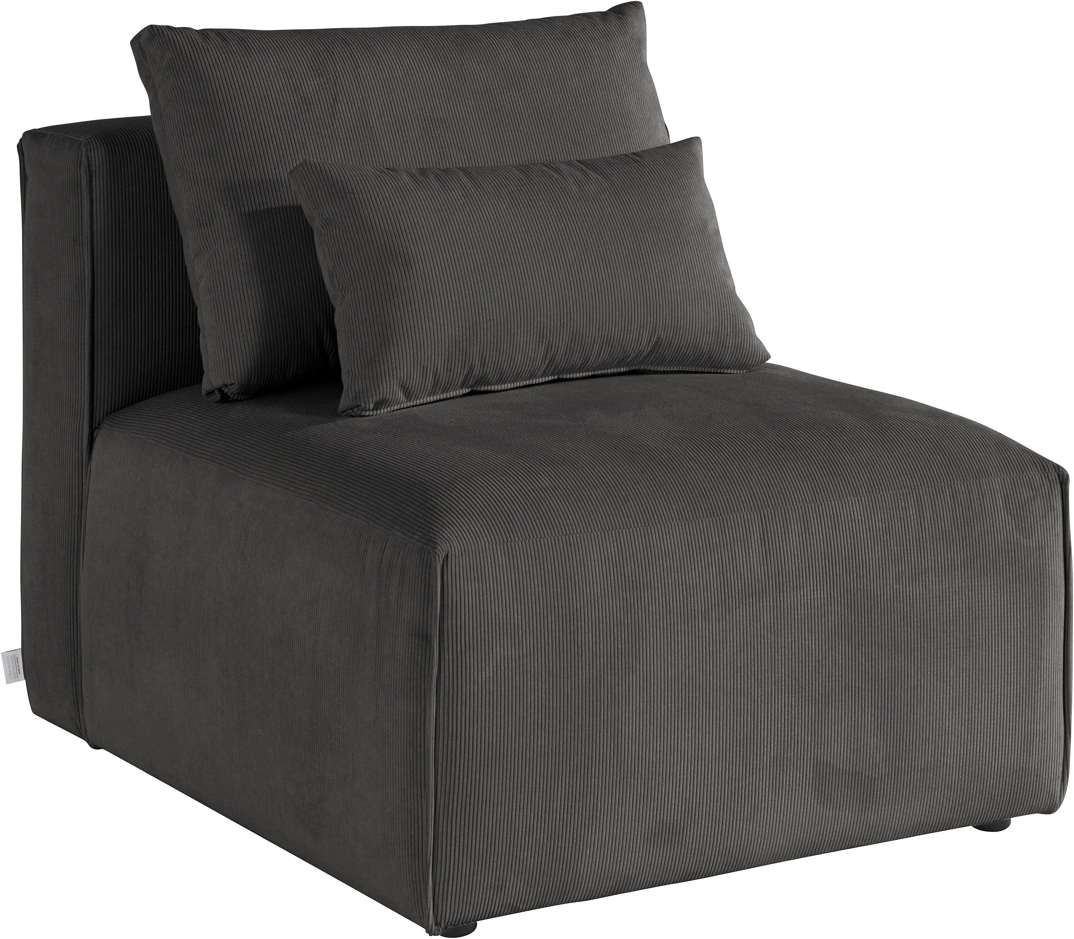 Guido Maria Kretschmer Home&Living Fauteuil Comfine Modulaire fauteuil om zelf samen te stellen, in 3 overtrekvarianten fauteuils grijs