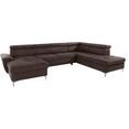 exxpo - sofa fashion zithoek optioneel met bedfunctie bruin