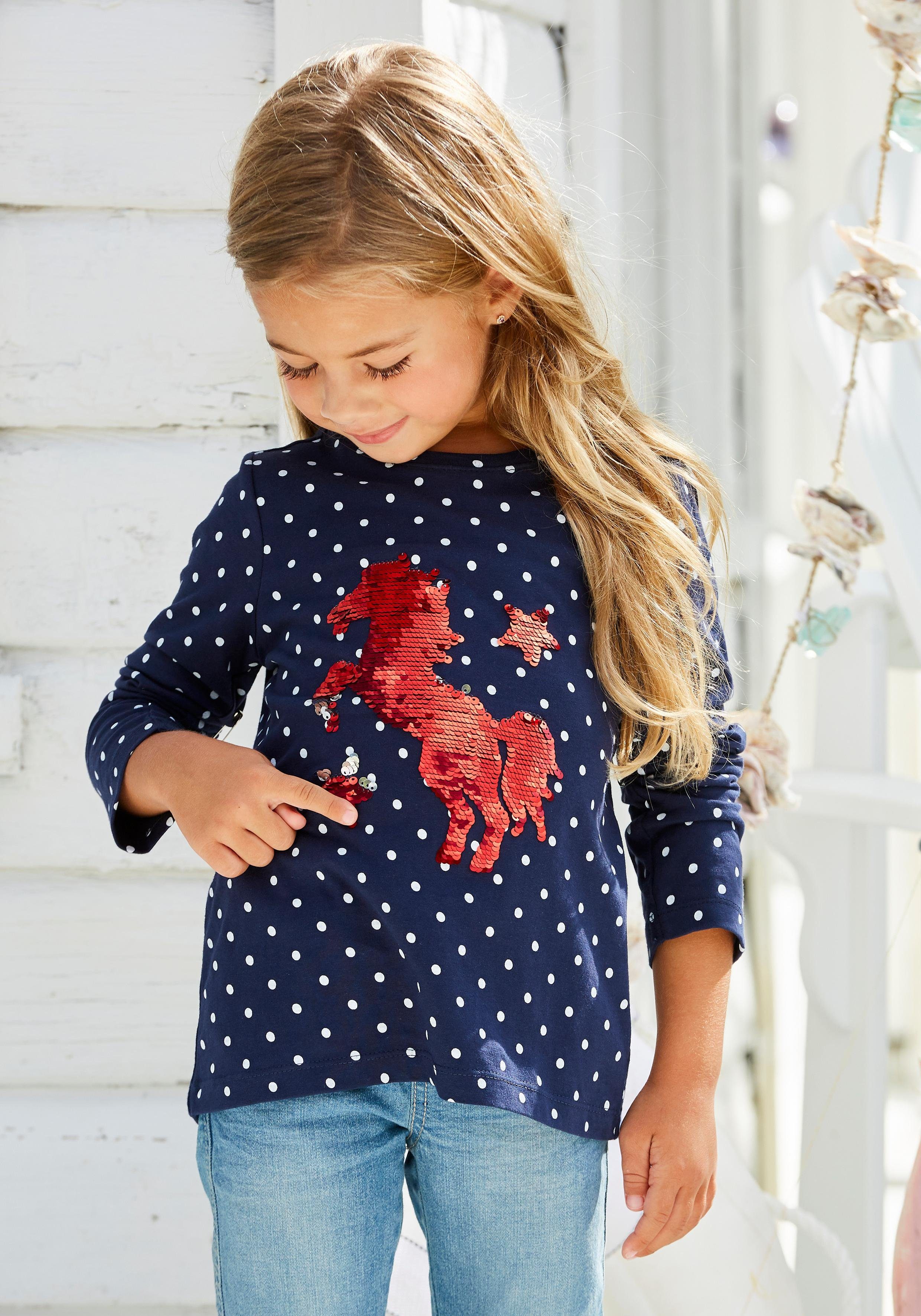 KIDSWORLD Shirt met lange mouwen Voor kleine meisjes Lange mouwen, basic pasvorm, bedrukt, ronde hals