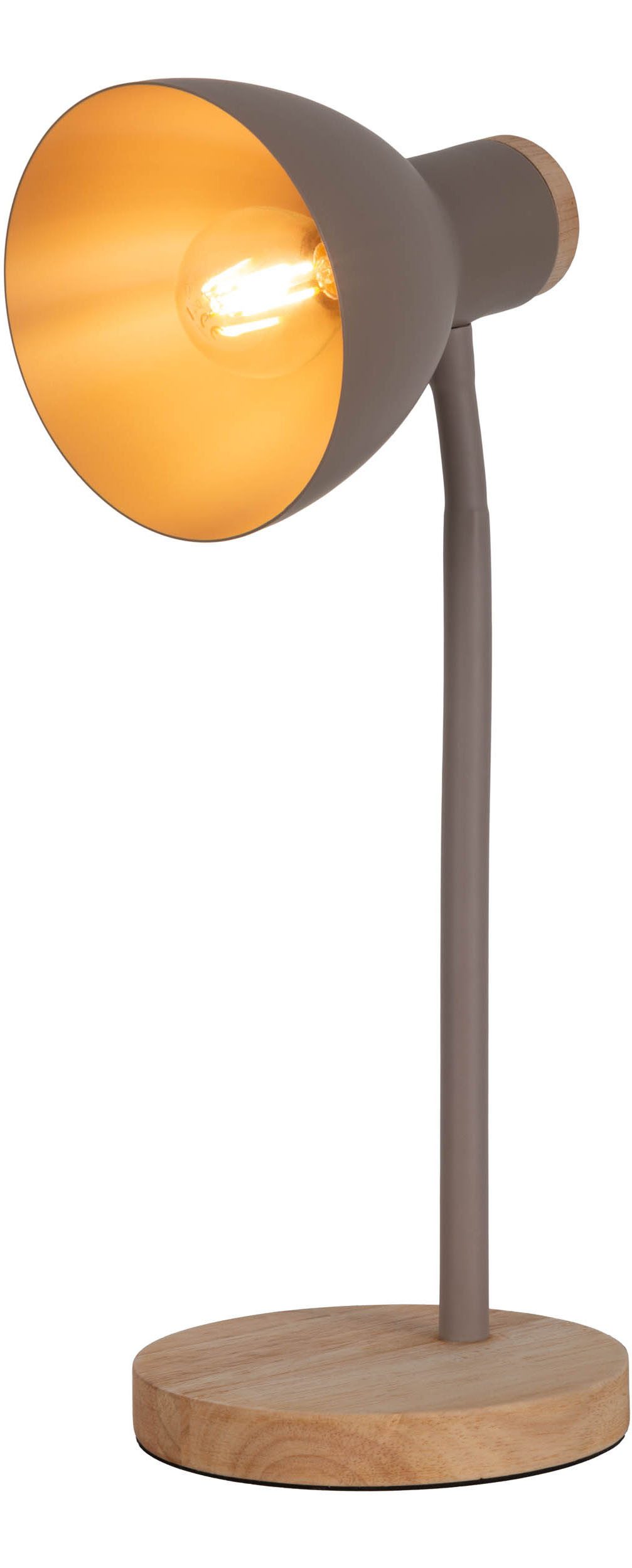 näve Bureaulamp Marie Voet en kap deels van hout, kap flexibel beweegbaar, E14 (1 stuk)