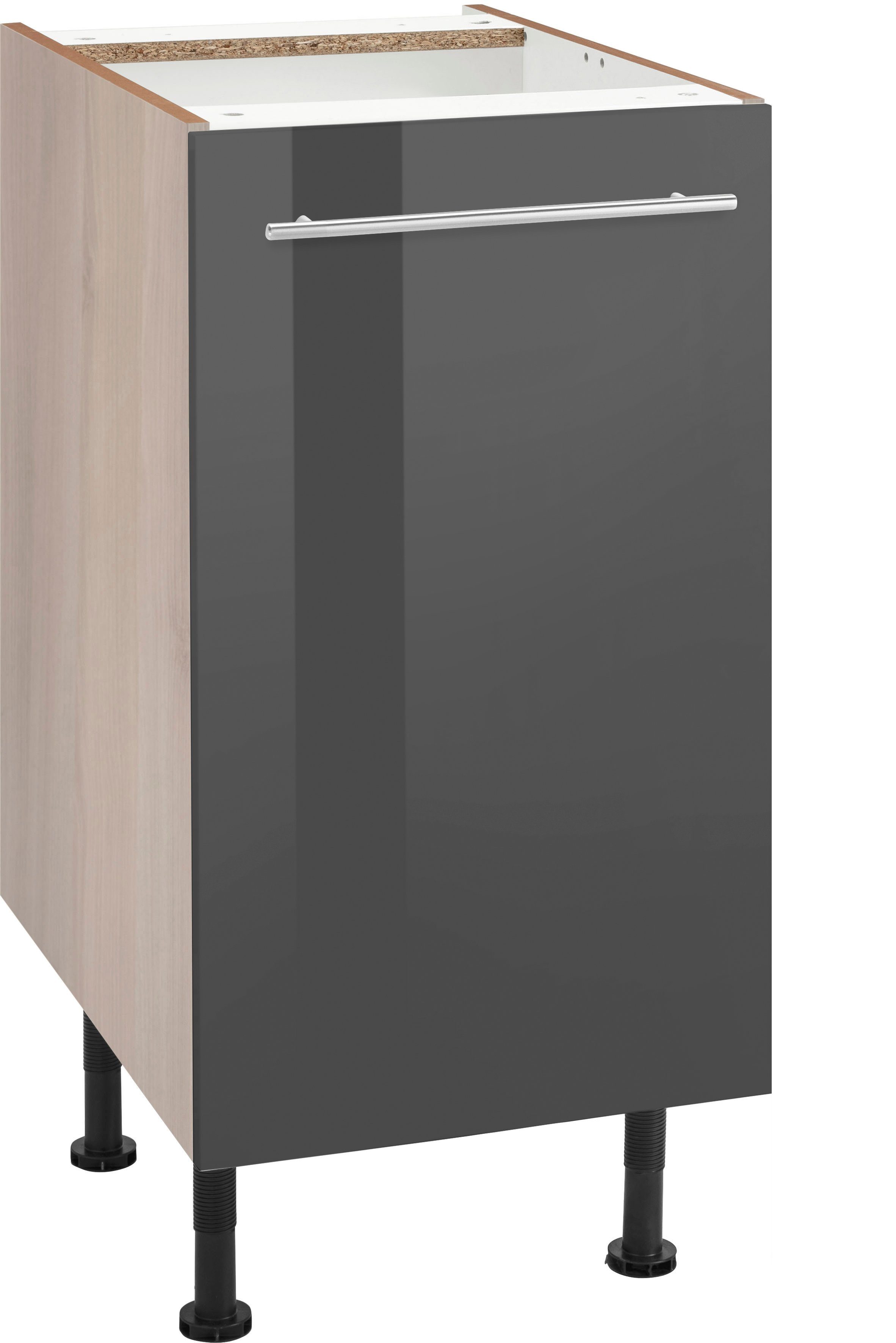 OPTIFIT Onderkast Bern 40 cm breed, met 1 deur met in hoogte verstelbare voeten, met metalen greep onderkasten grijs