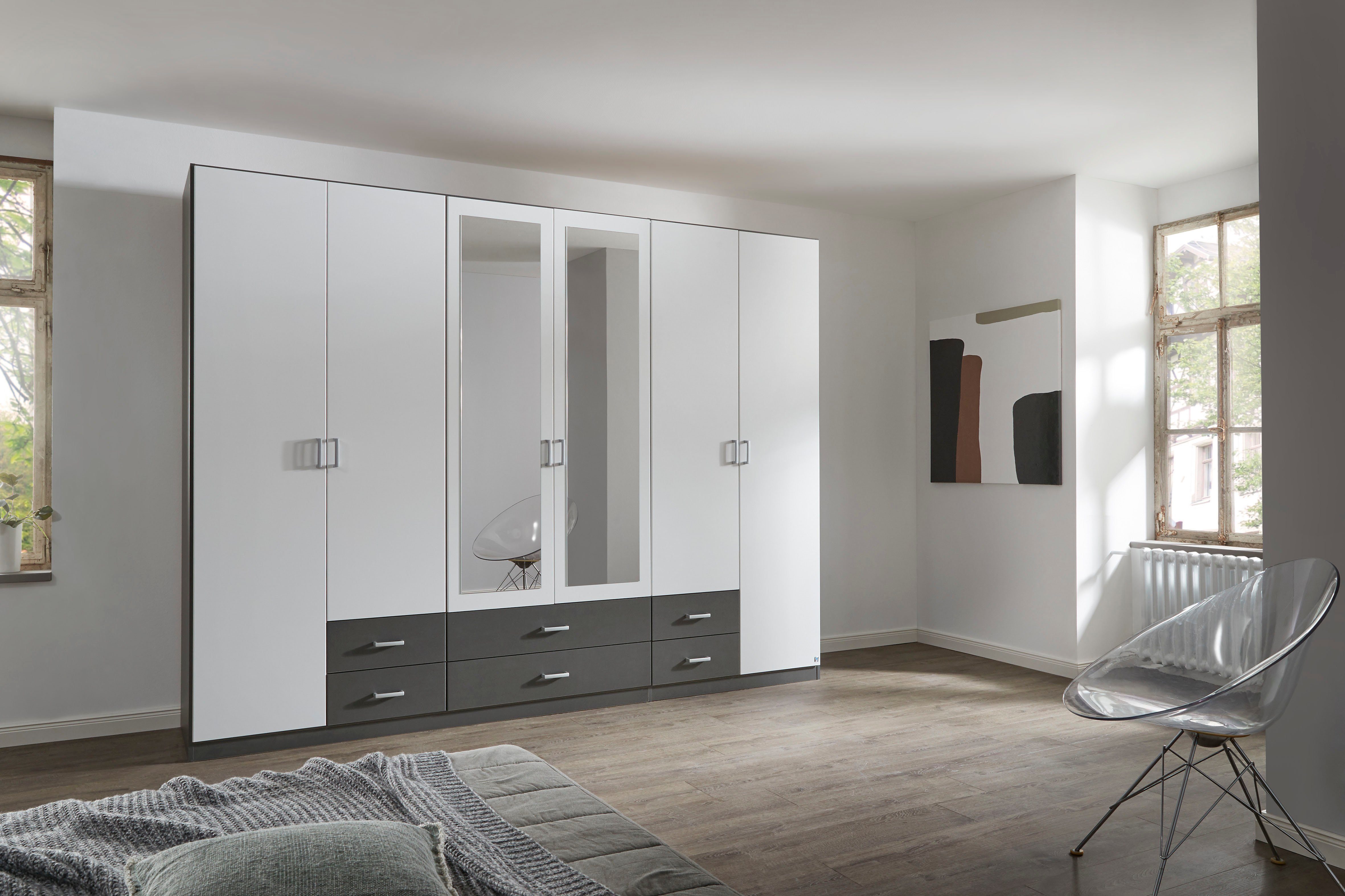 rauch Kledingkast Kast Garderobe Wasmand GAMMA in 3 Breedtes veel opbergruimte met 6 lades, met spiegel topseller made in germany