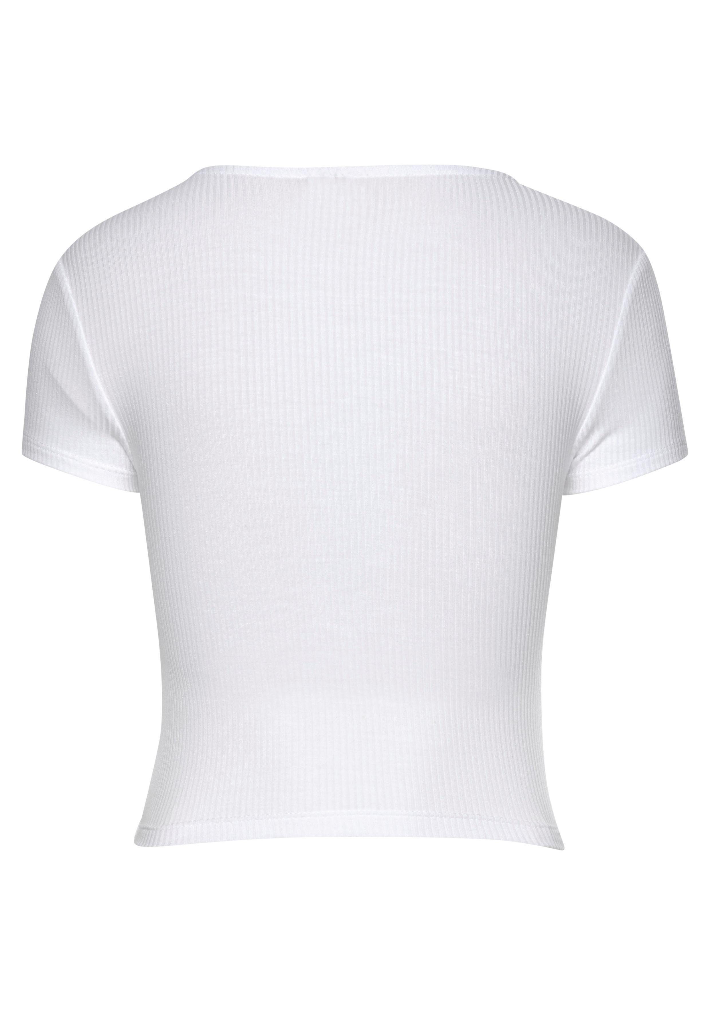 Buffalo Shirt met korte mouwen met wikkellook en v-hals, t-shirt, nauwsluitend, basic
