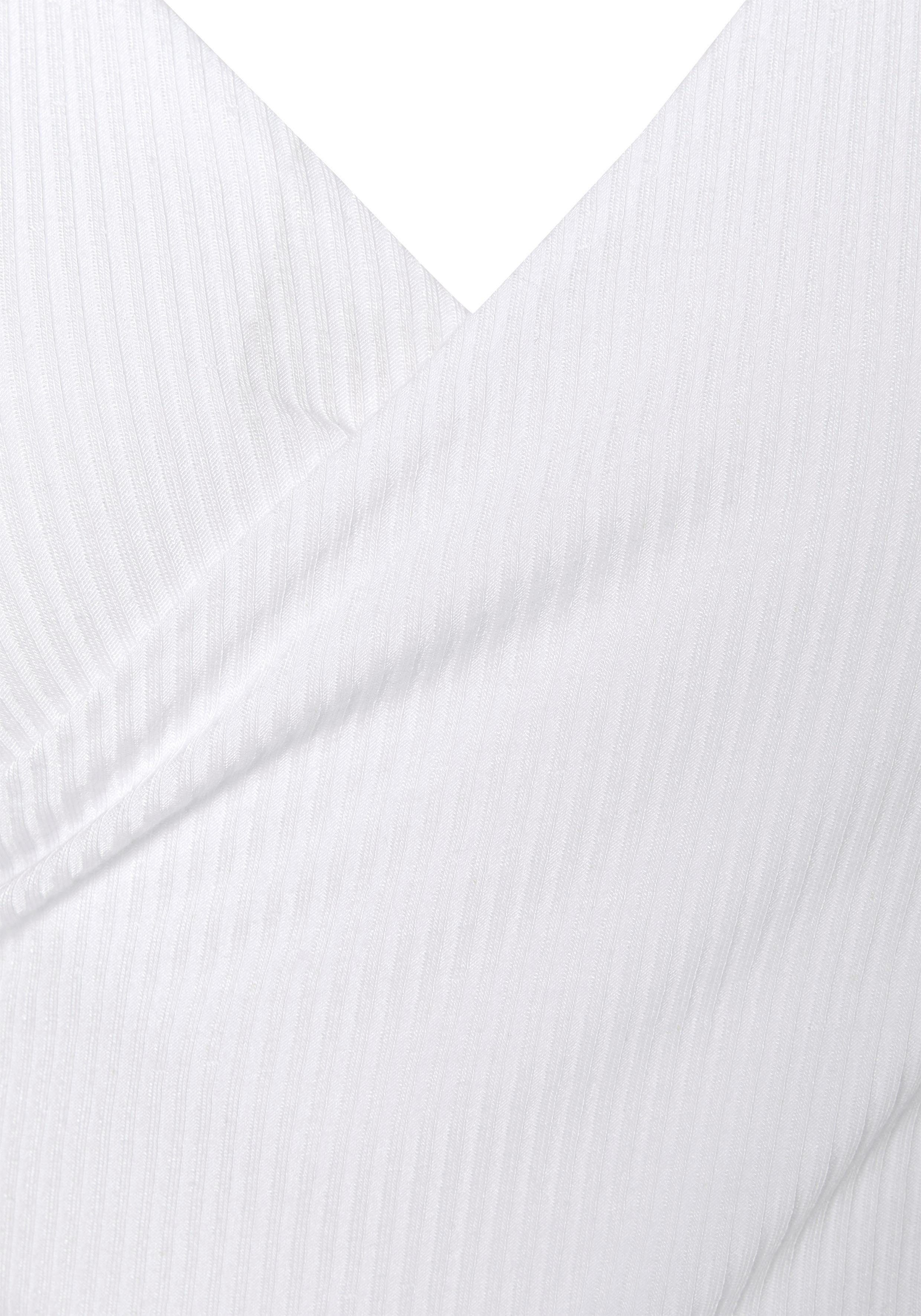 Buffalo Shirt met korte mouwen met wikkellook en v-hals, t-shirt, nauwsluitend, basic