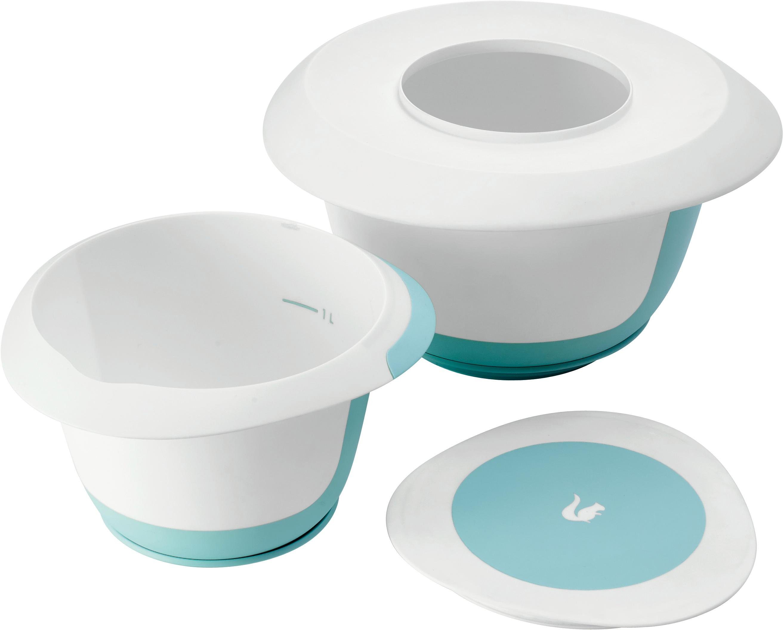 keeeper Mengkom Marla 4-in-1, met spatscherm, deegschraper, zuignap, antislip-oppervlak (set, 4-delig) mengkommen maat 20/27 cm blauw