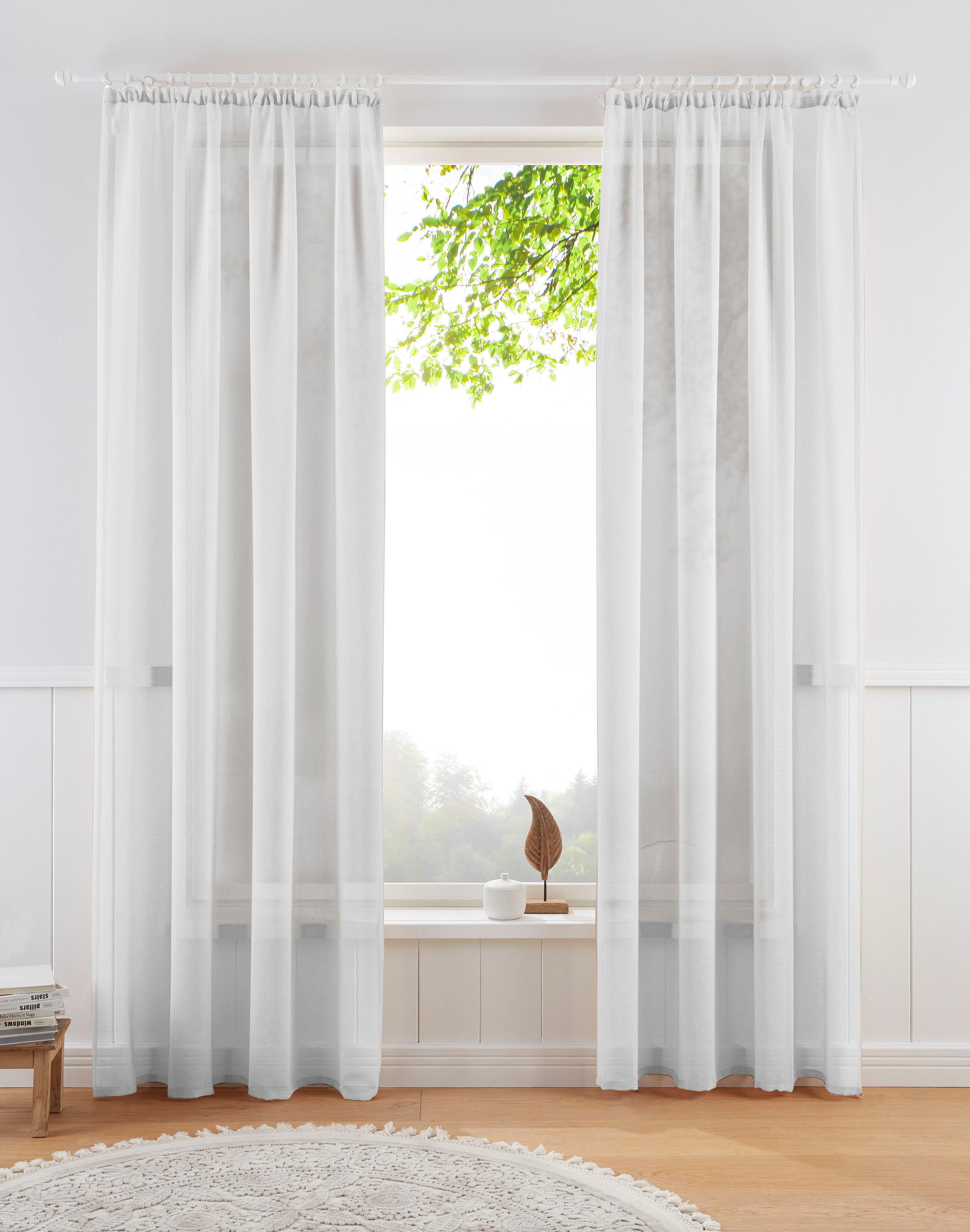 Guido Maria Kretschmer Home&Living Gordijn Tender transparant, linnen look met structuur, monochroom (1 stuk)