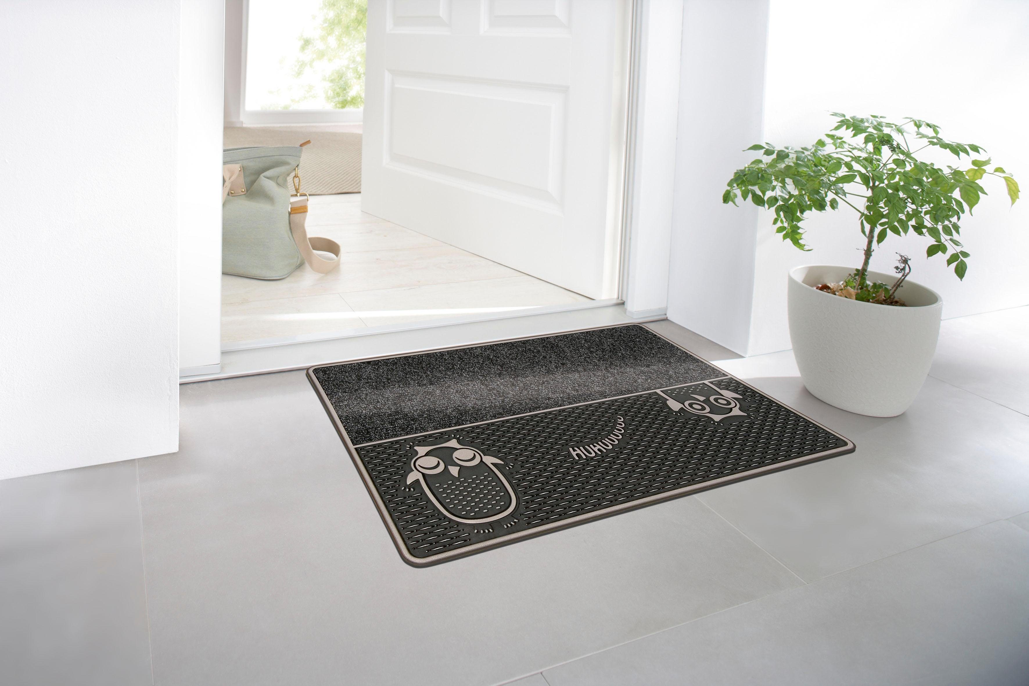 Home2Fashion Mat DC Clean Eulen Vuilafstotende mat, motief uil, robuust, geschikt voor binnen en buiten