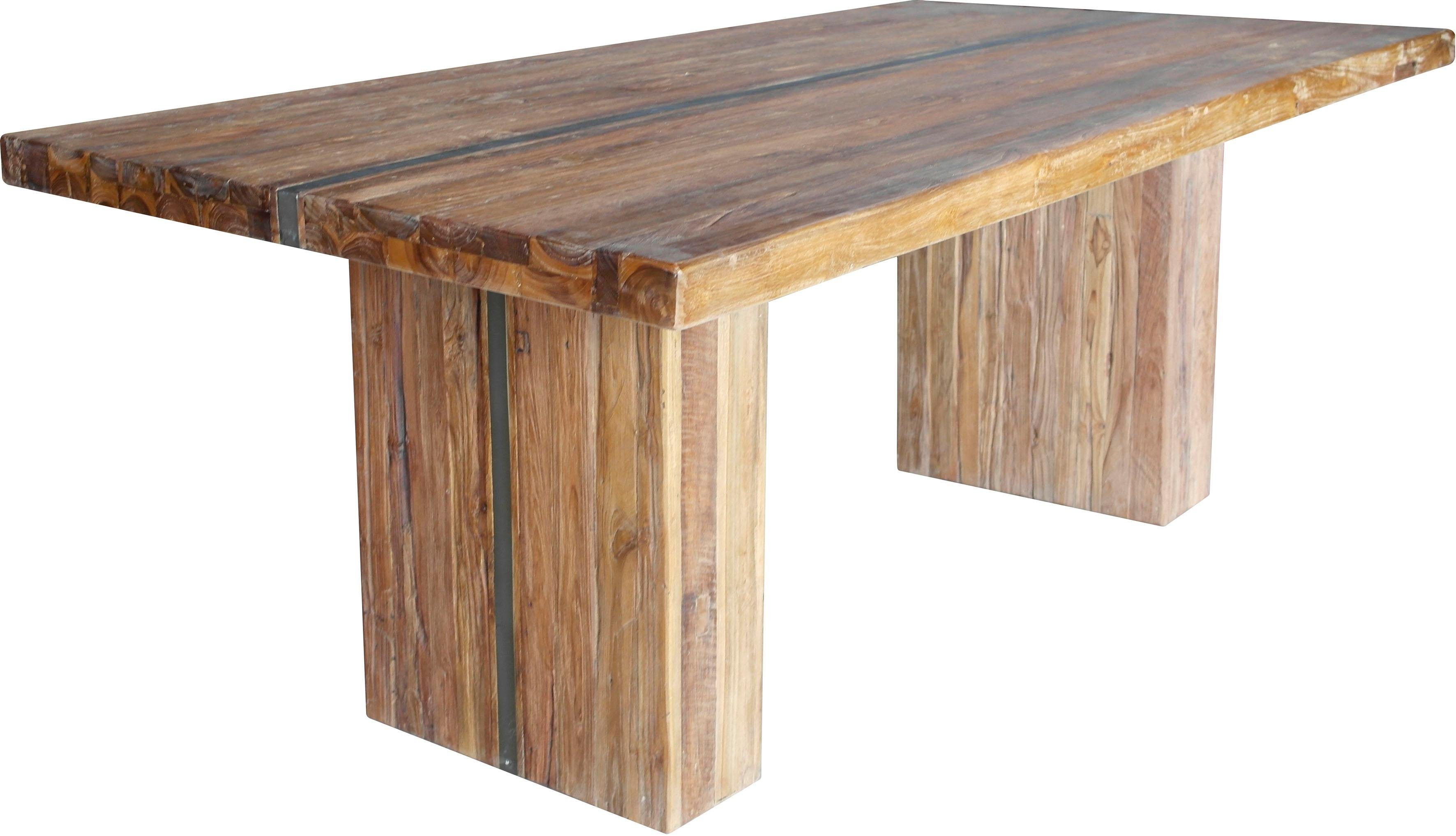 SIT Eettafel Banda met ingelegde metalen band, shabby chic, vintage