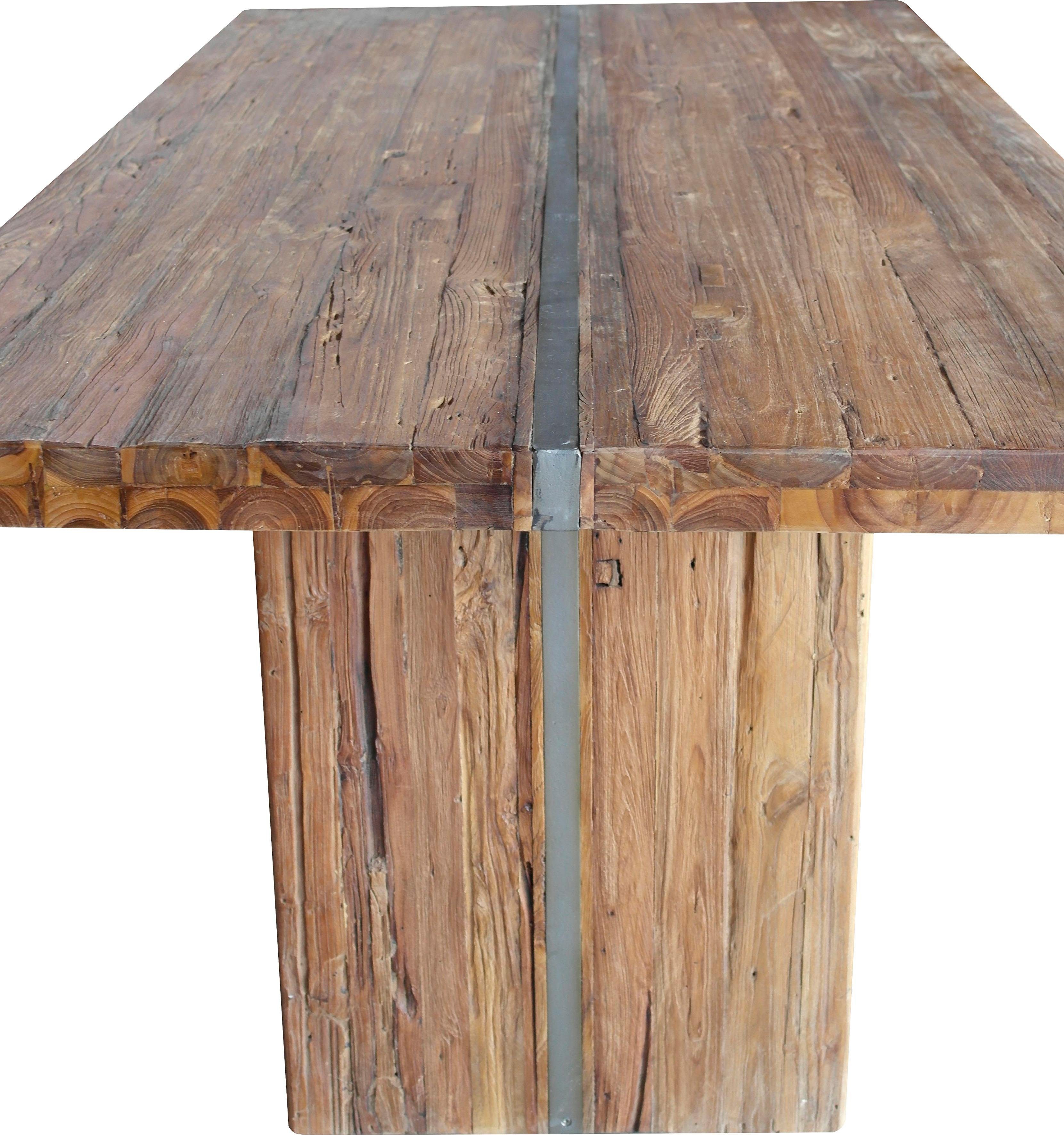 SIT Eettafel Banda met ingelegde metalen band, shabby chic, vintage