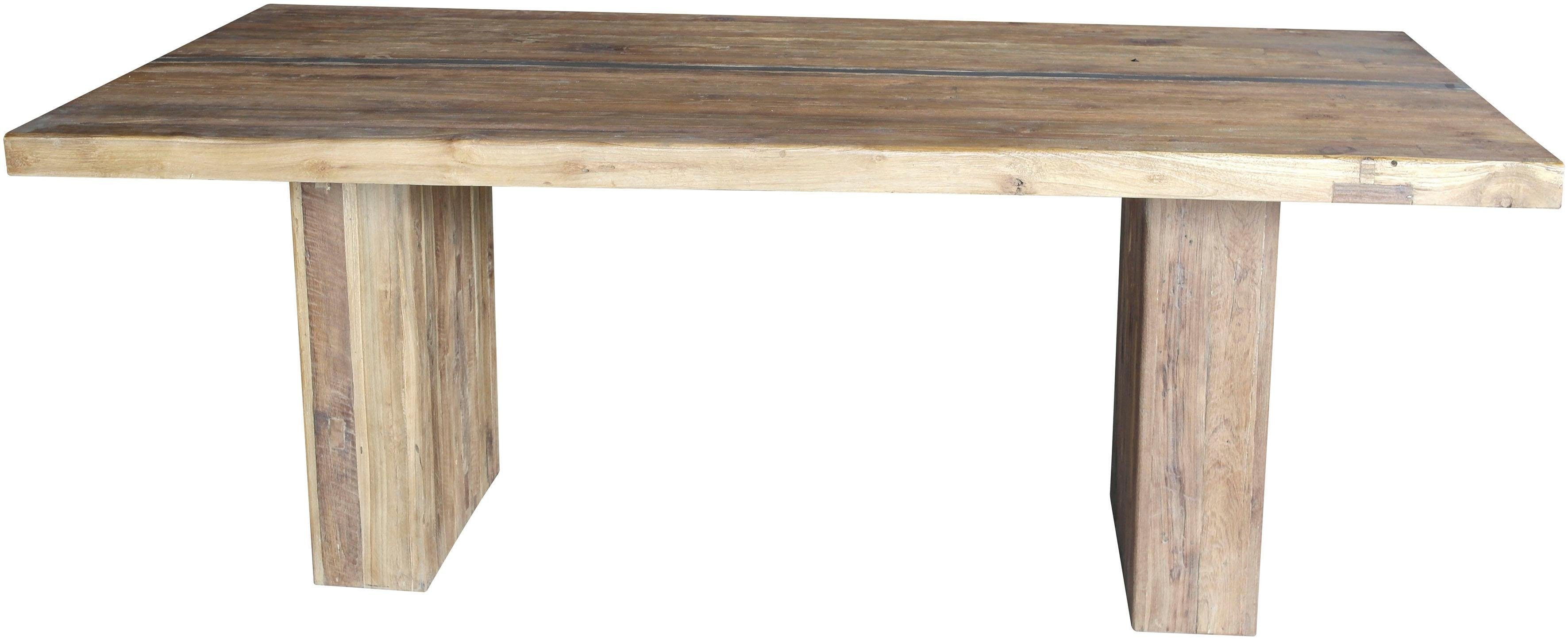SIT Eettafel Banda met ingelegde metalen band, shabby chic, vintage